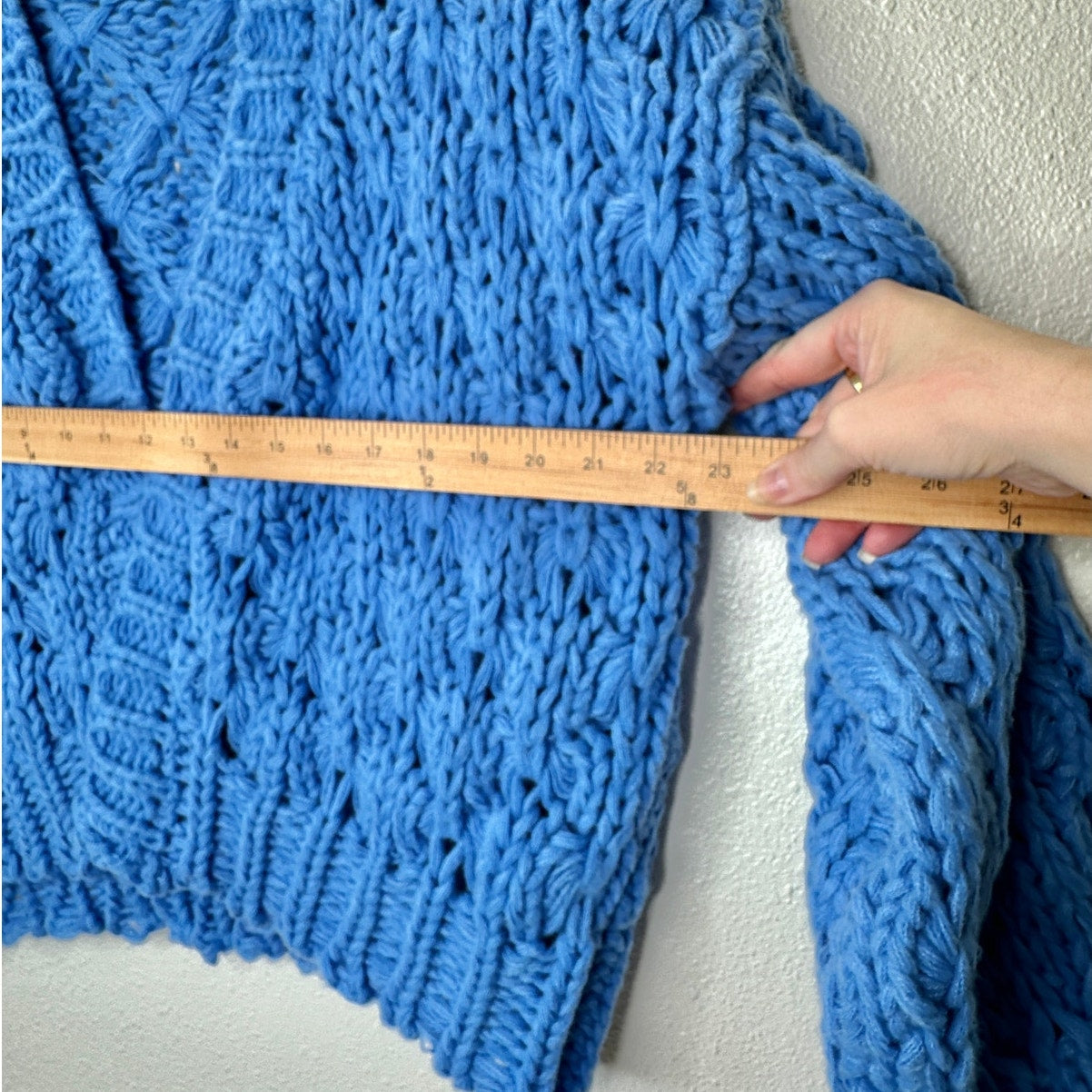 Vici Dusty Blue Chunky Knit Oversized Open Front Cardigan Sweater S