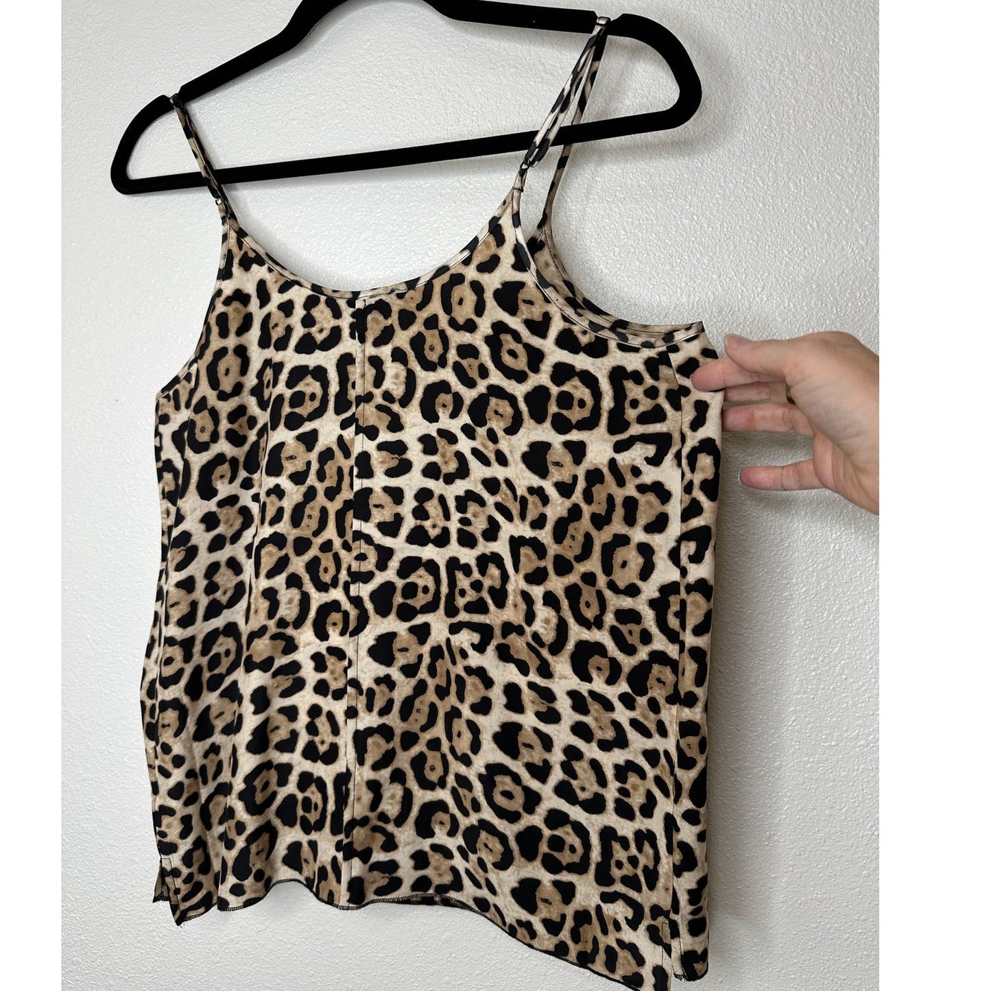 ATM Leopard Print Silk Charmeuse Spaghetti Strap Cami Top Small