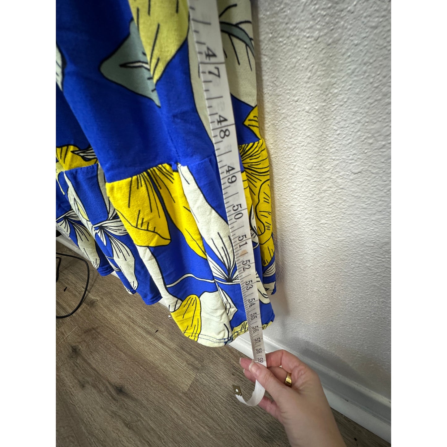 Maaji Bright Yellow White Royal Blue SandCastle Sleeveless Maxi Dress S