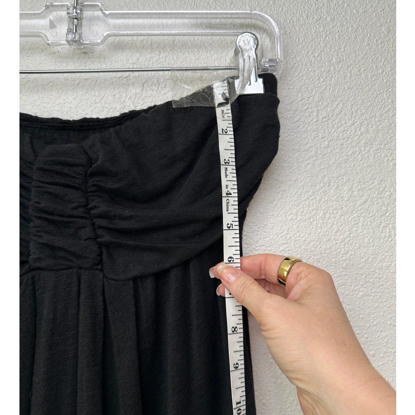 Bordeaux Black Strapless Linen Maxi Dress Ruched Bust Women’s S