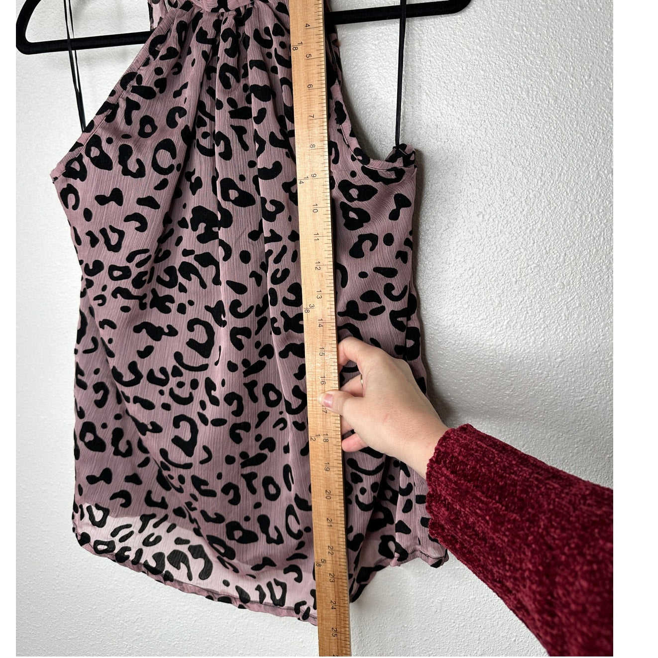 Bishop + Young Dusty Pink & Black Cheetah Print Tie Neck Blouse S