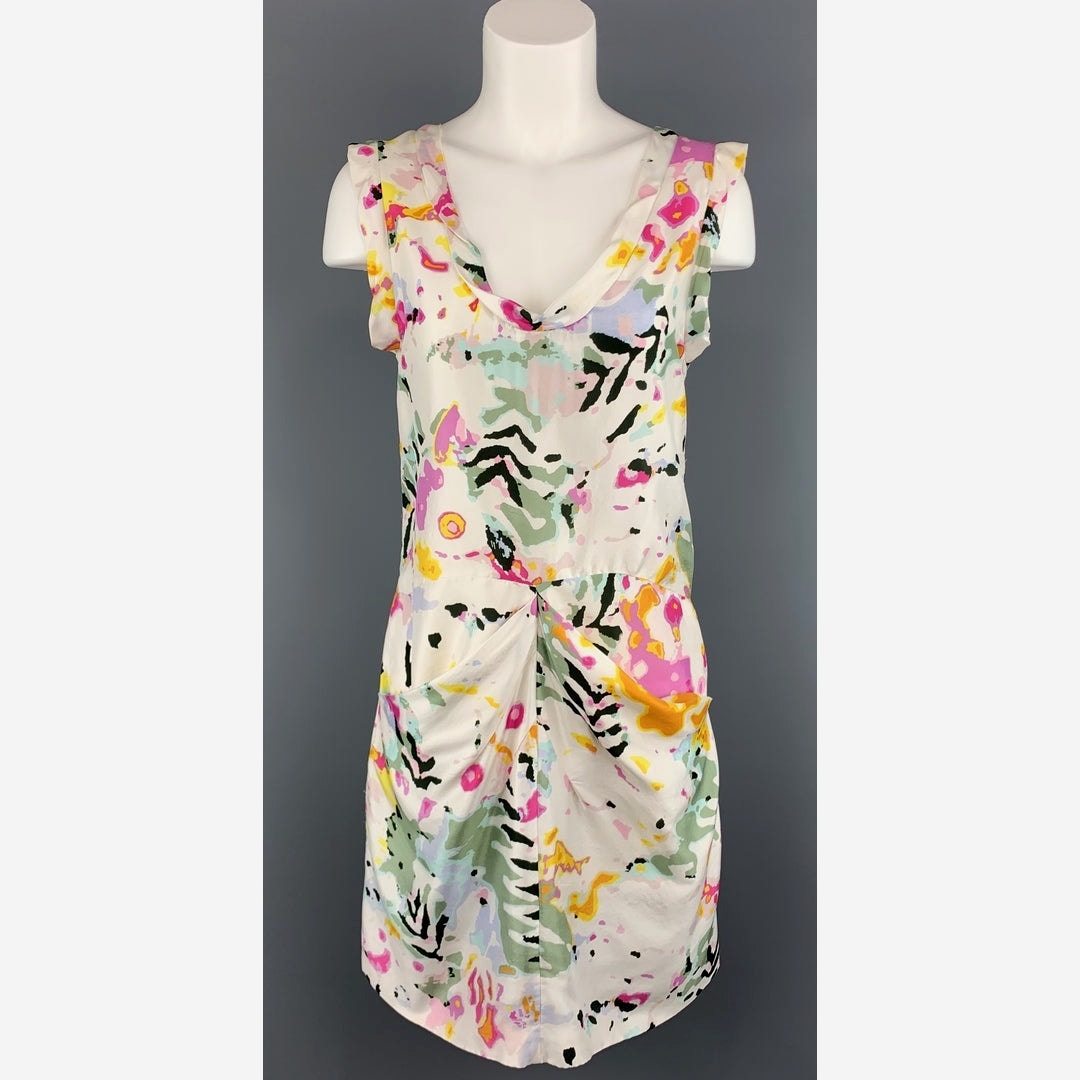 Thakoon White Floral Print Sleeveless Silk Sheath Mini Dress 6