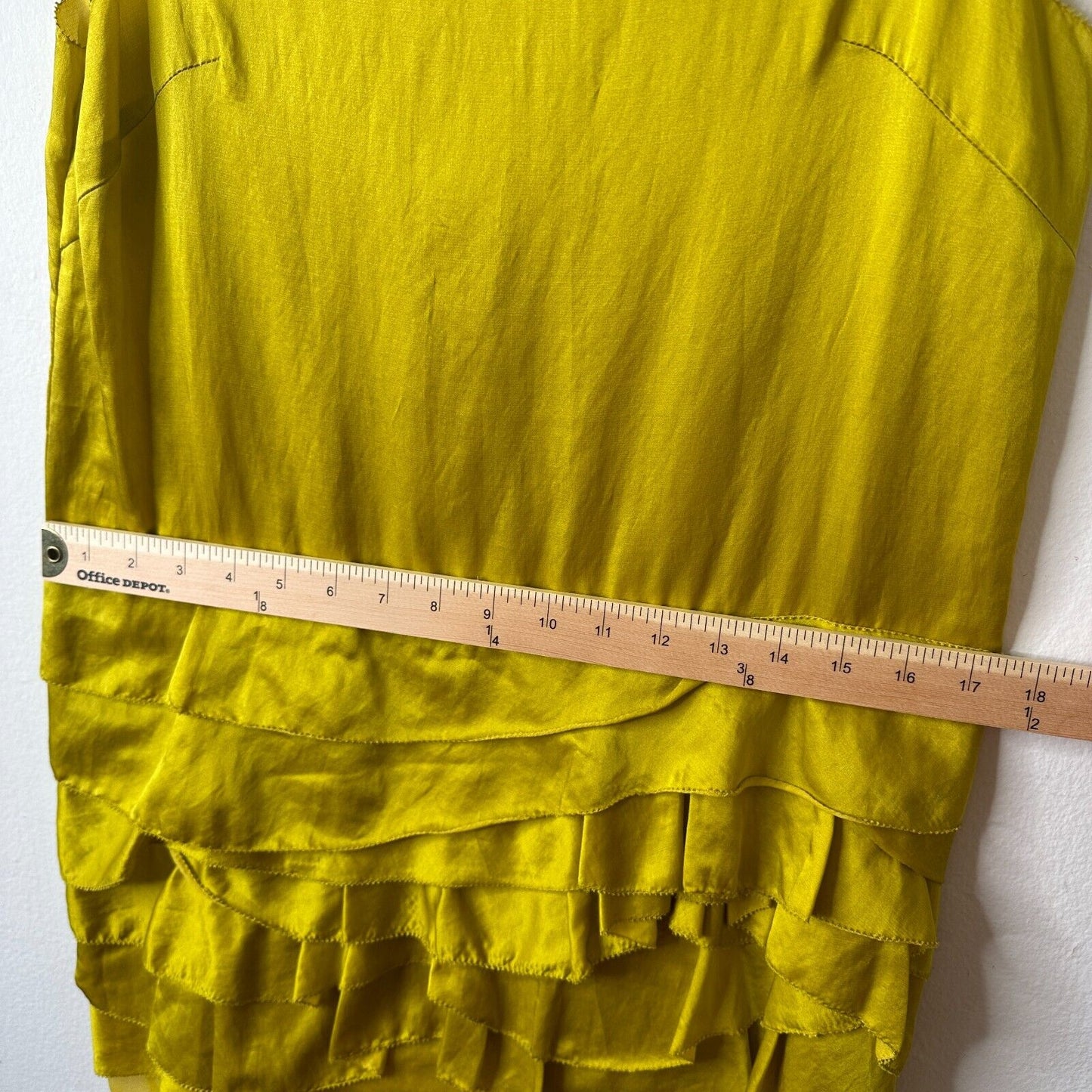 3.1 Phillip Lim Scoop Neck Chartreus Yellow Silk Blend Ruffled Tank Dress Mini 2