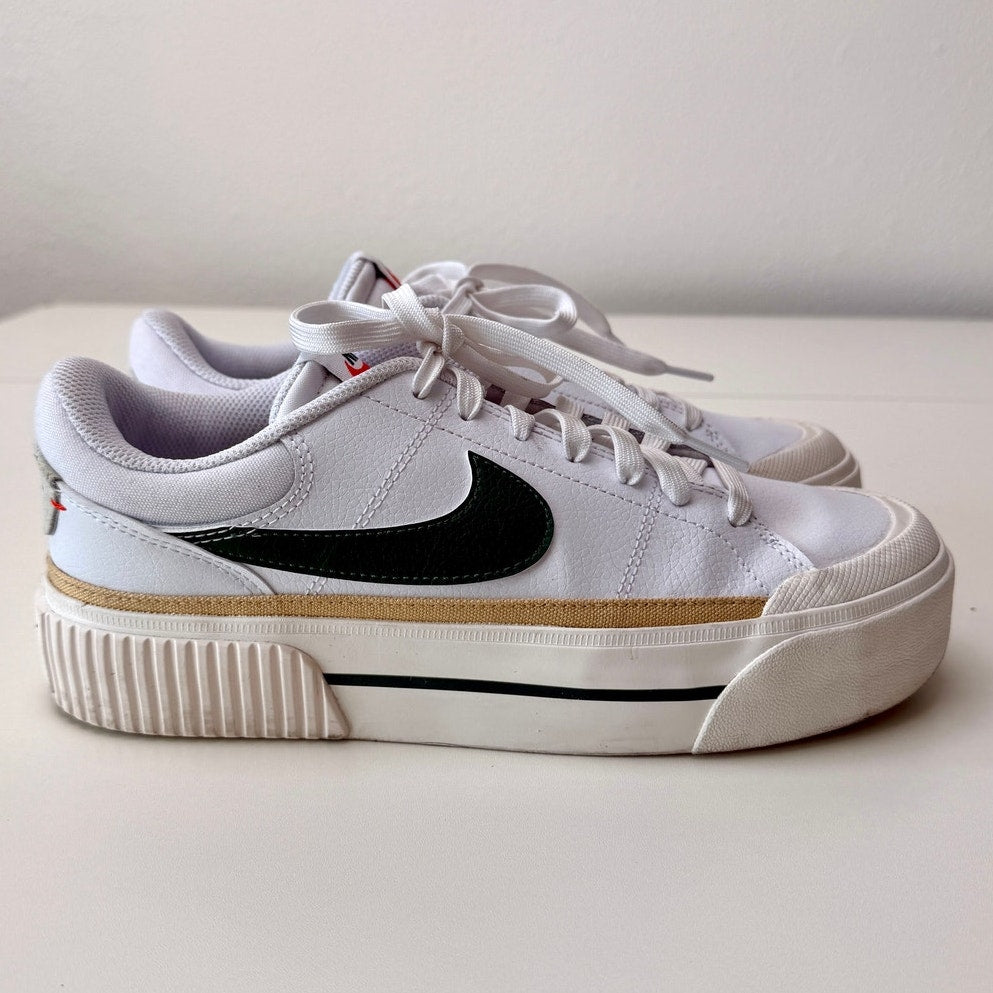 Nike Court Legacy Lift White Green Platform Sneakers Women's Size 8