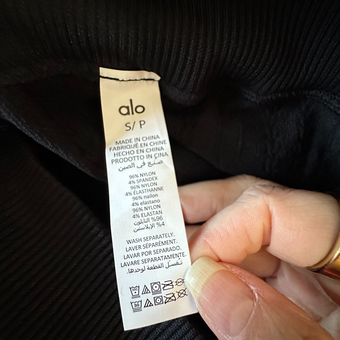 Alo Black Opaque Seamless Cable Knit Print High Waist Stretch Ankle Legging SM