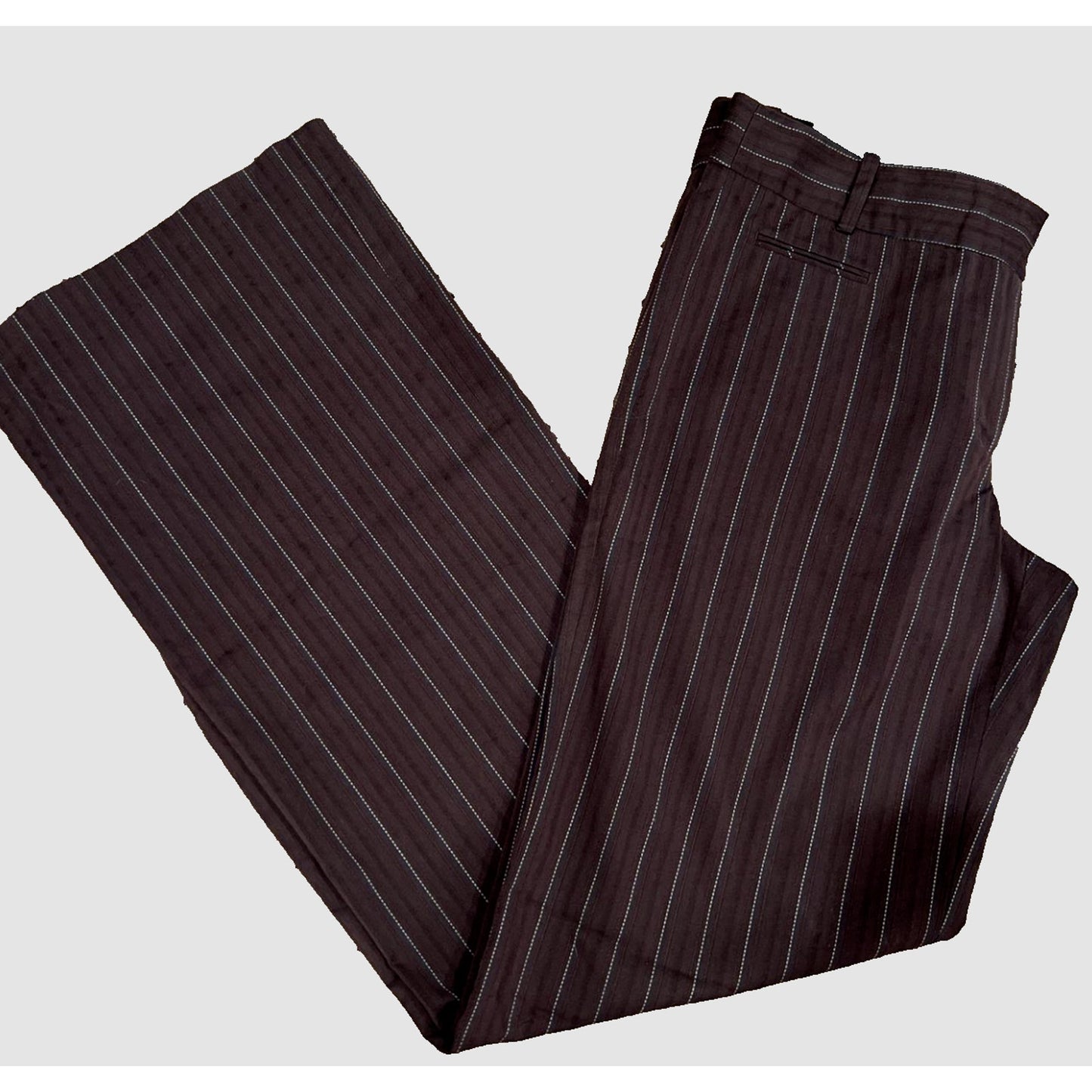 BCBGMAXAZARIA Black w/ Brown & White Pinstripe Wide Leg Zip Up Camilla Pant 2