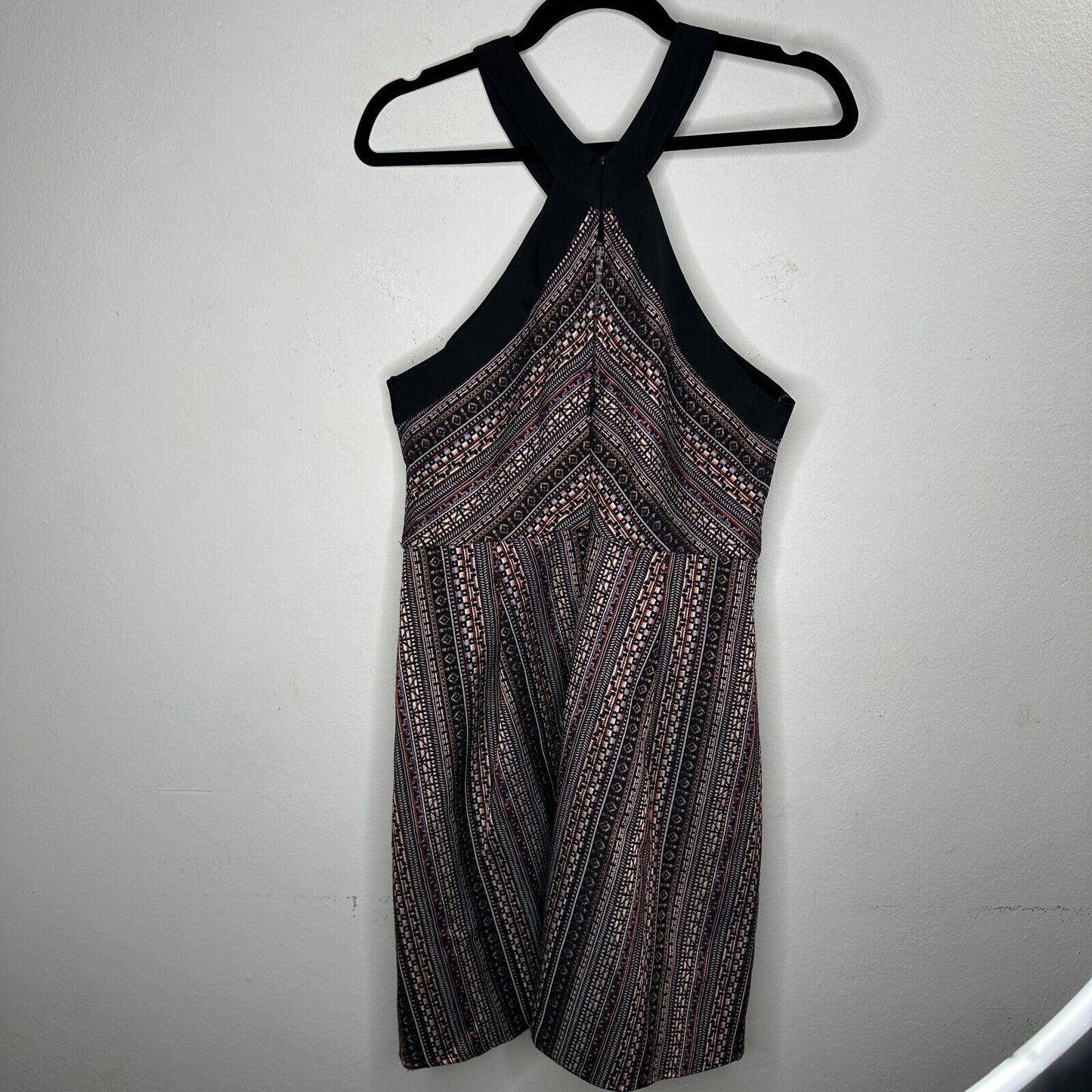 BCBG Generation Criss Cross Fit & Flare MultiColor Jacquard Halter Mini Dress 12