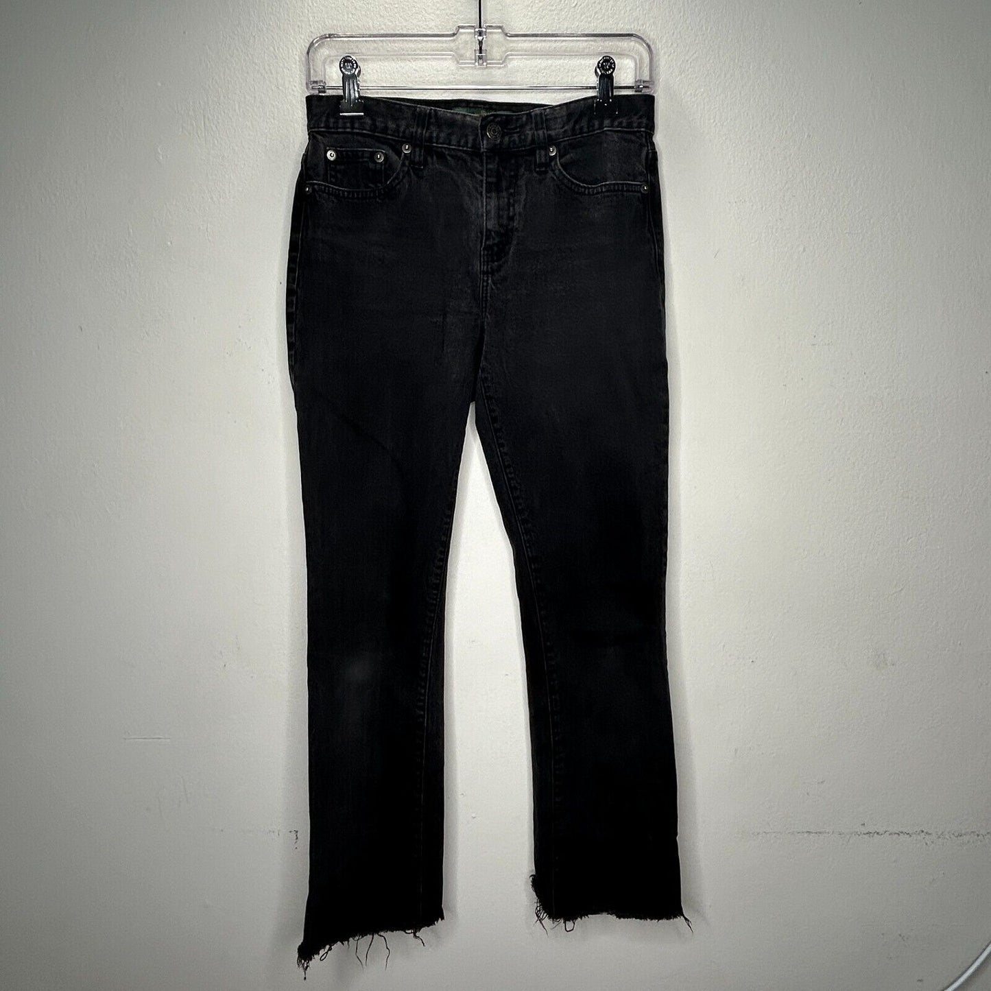 Ralph Lauren Washed Black Raw Hem Slim Fit Classic Straight Jeans Size 2