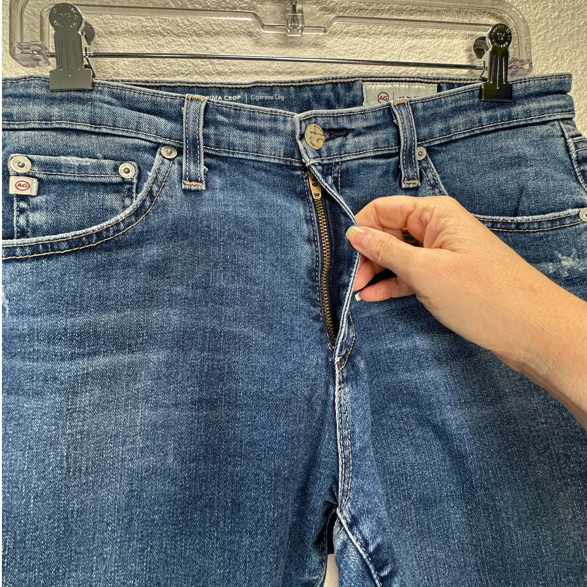 AG-ED Adriano Medium Light Wash Prima Crop Cigarette Leg Jeans 30