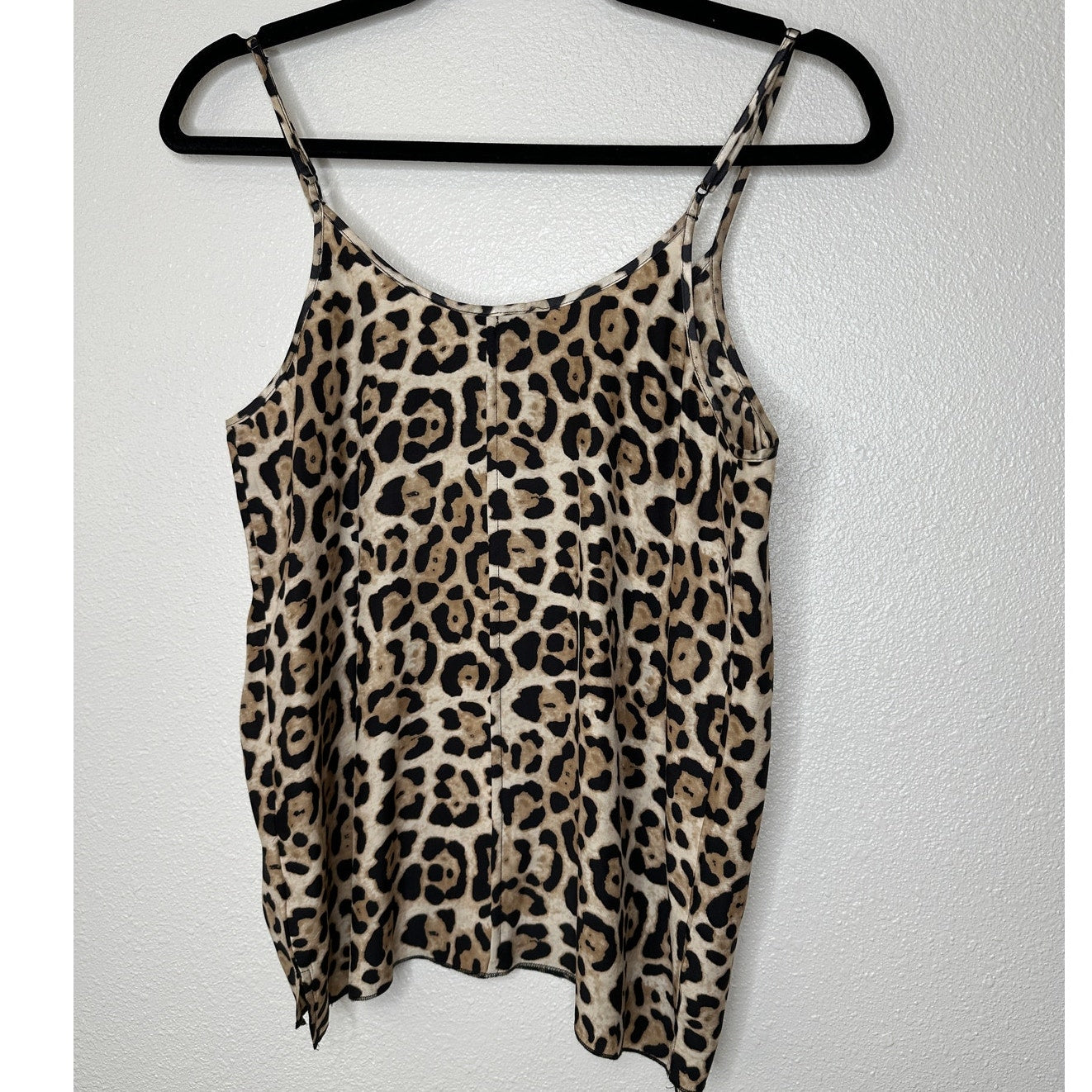 ATM Leopard Print Silk Charmeuse Spaghetti Strap Cami Top Small