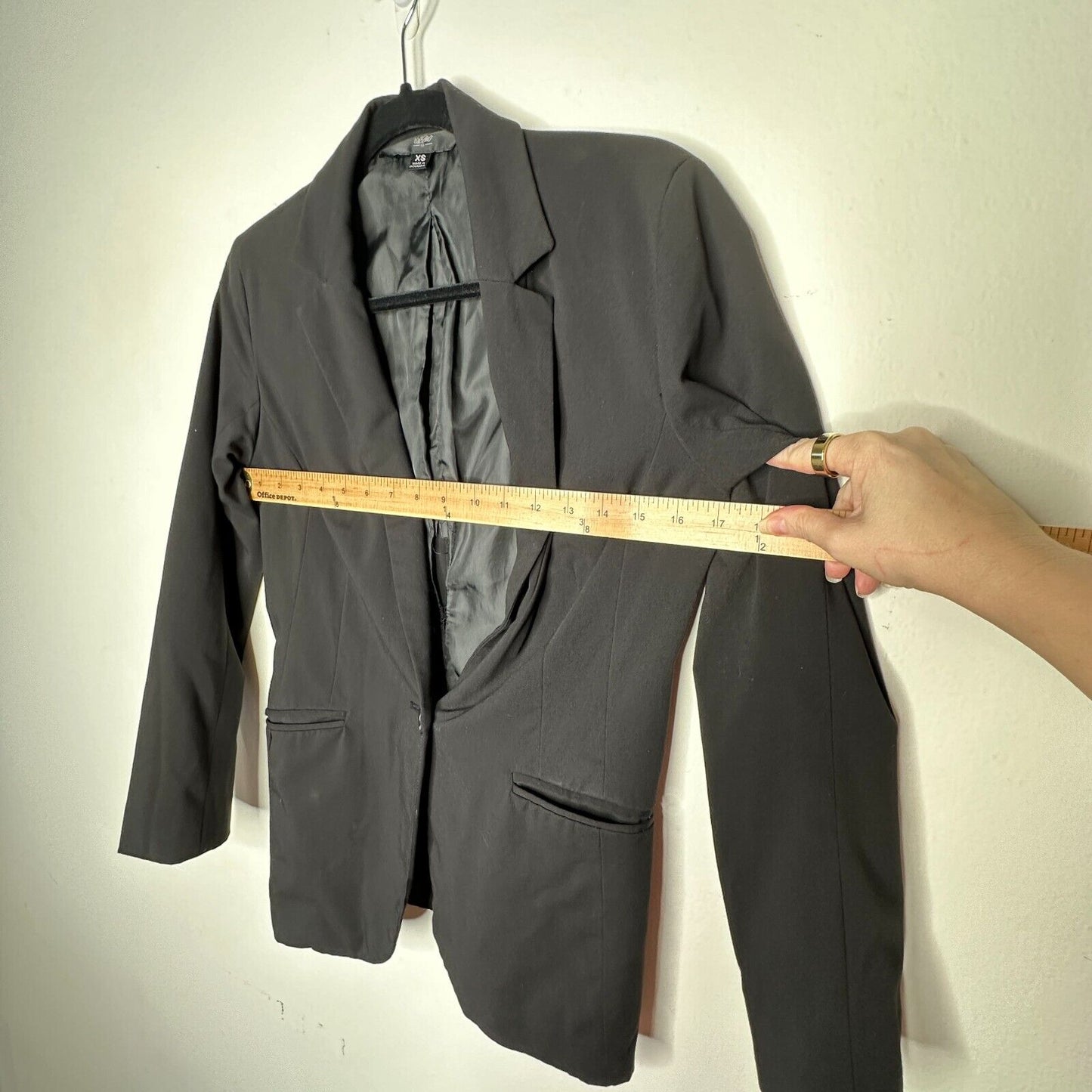 Mossimo Jet Black One Button Welt Pockets Casual Blazer Jacket Size XS