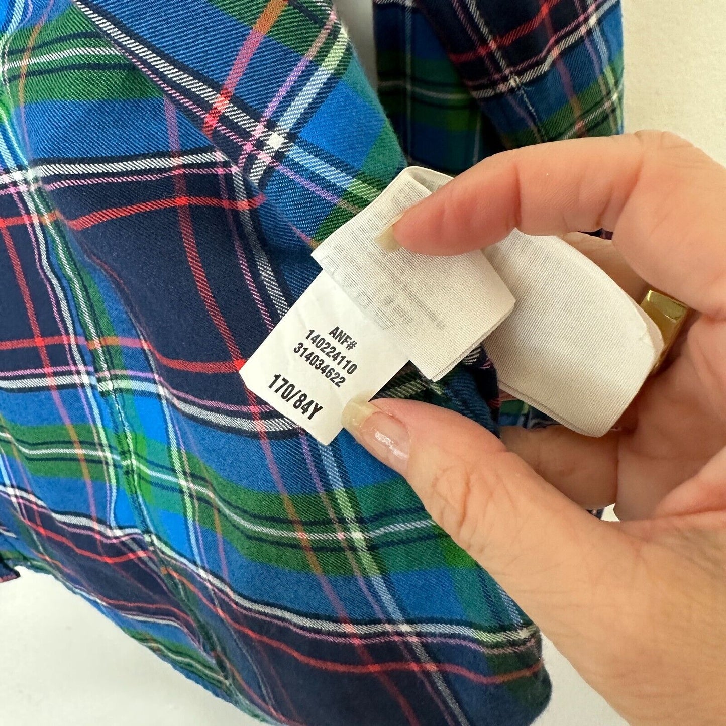 Abercrombie & Fitch Blue Green Red Plaid Button Down Long Sleeve Shirt S