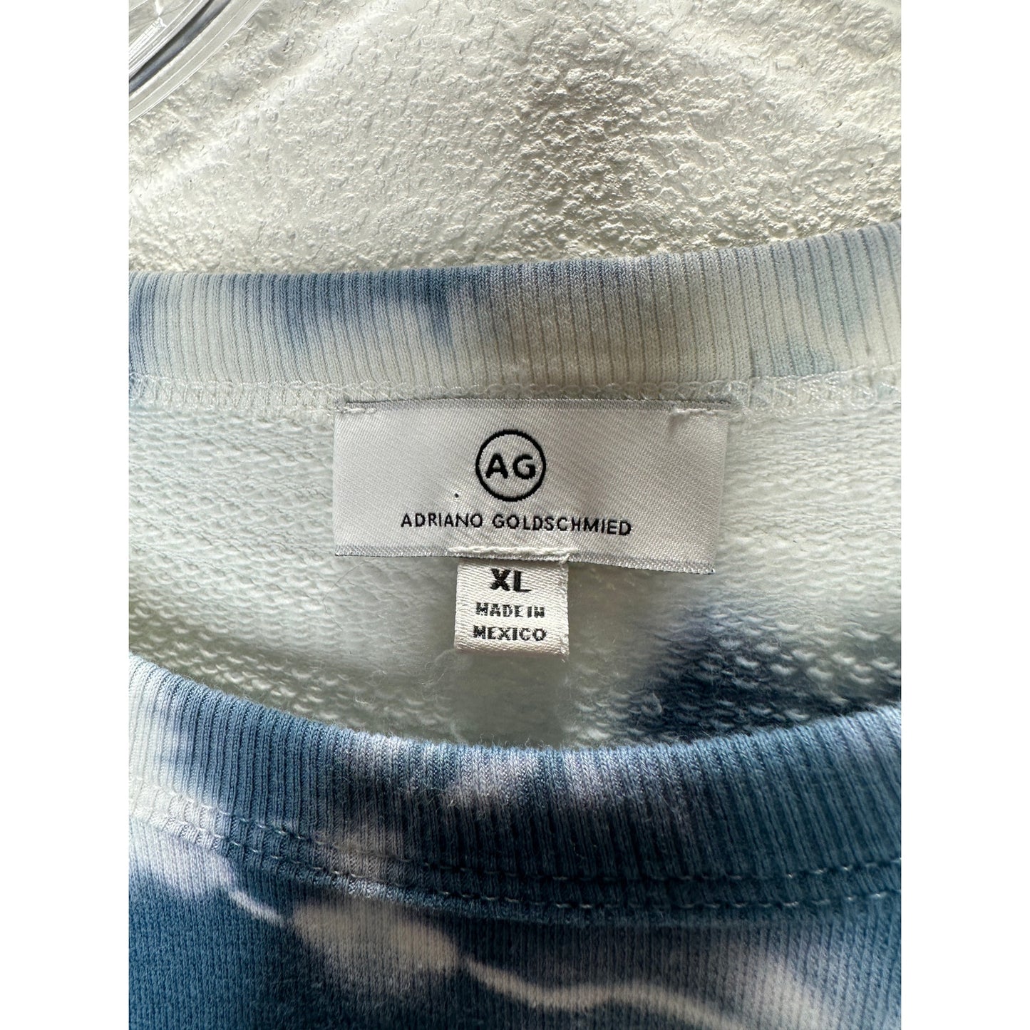 Adriano Goldschmied Dark Teal & Ivory Long Sleeve Tie Dye Sweatshirt XL