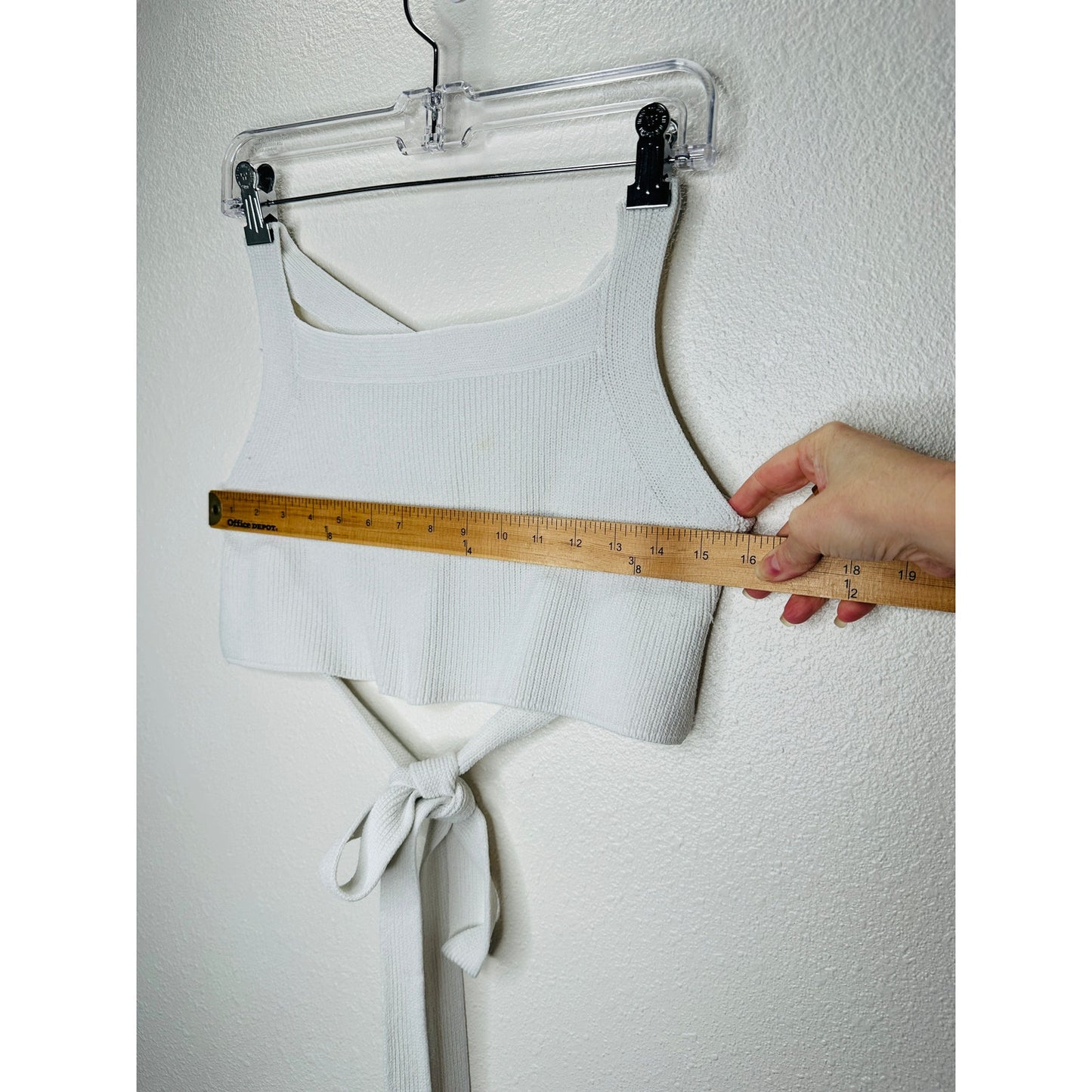 Wilfred Ivory White Knit Criss Cross Crop Sweater Top Large