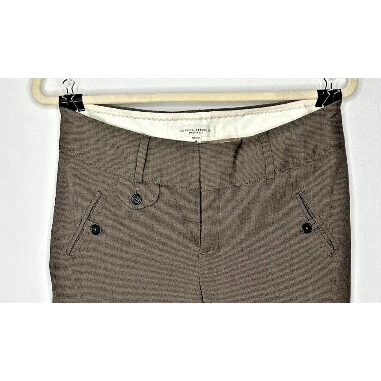 Banana Republic Brown Pinstripe Martin Fit Wide Leg Stretch Cuffed Dress Pant 4