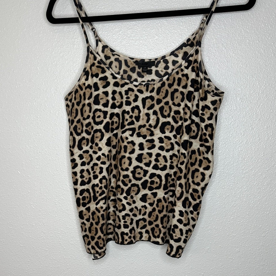 ATM Leopard Print Silk Charmeuse Spaghetti Strap Cami Top Small