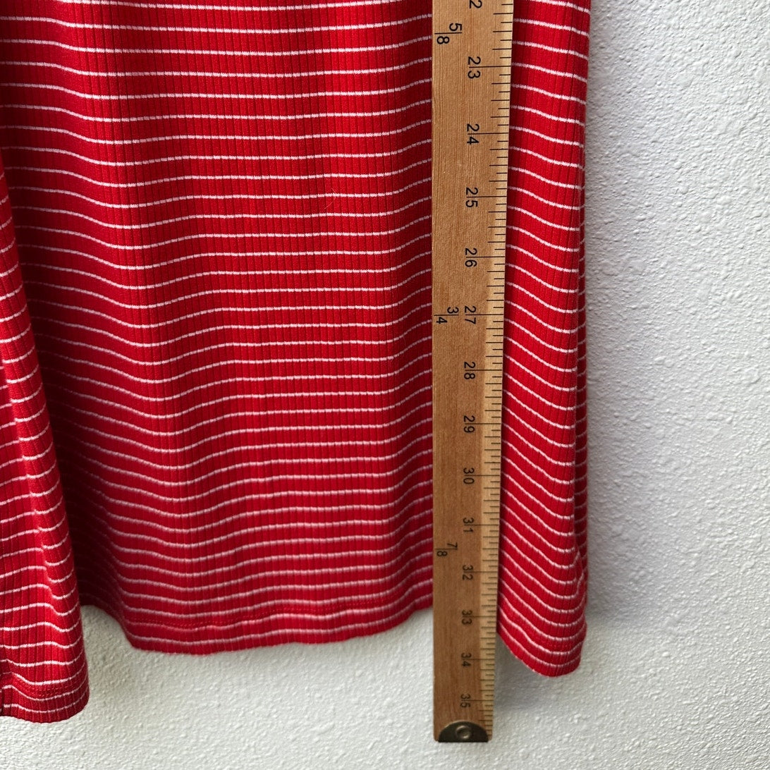 L Space Halter Mini Dress Red White Striped Ribbed Bodycon S