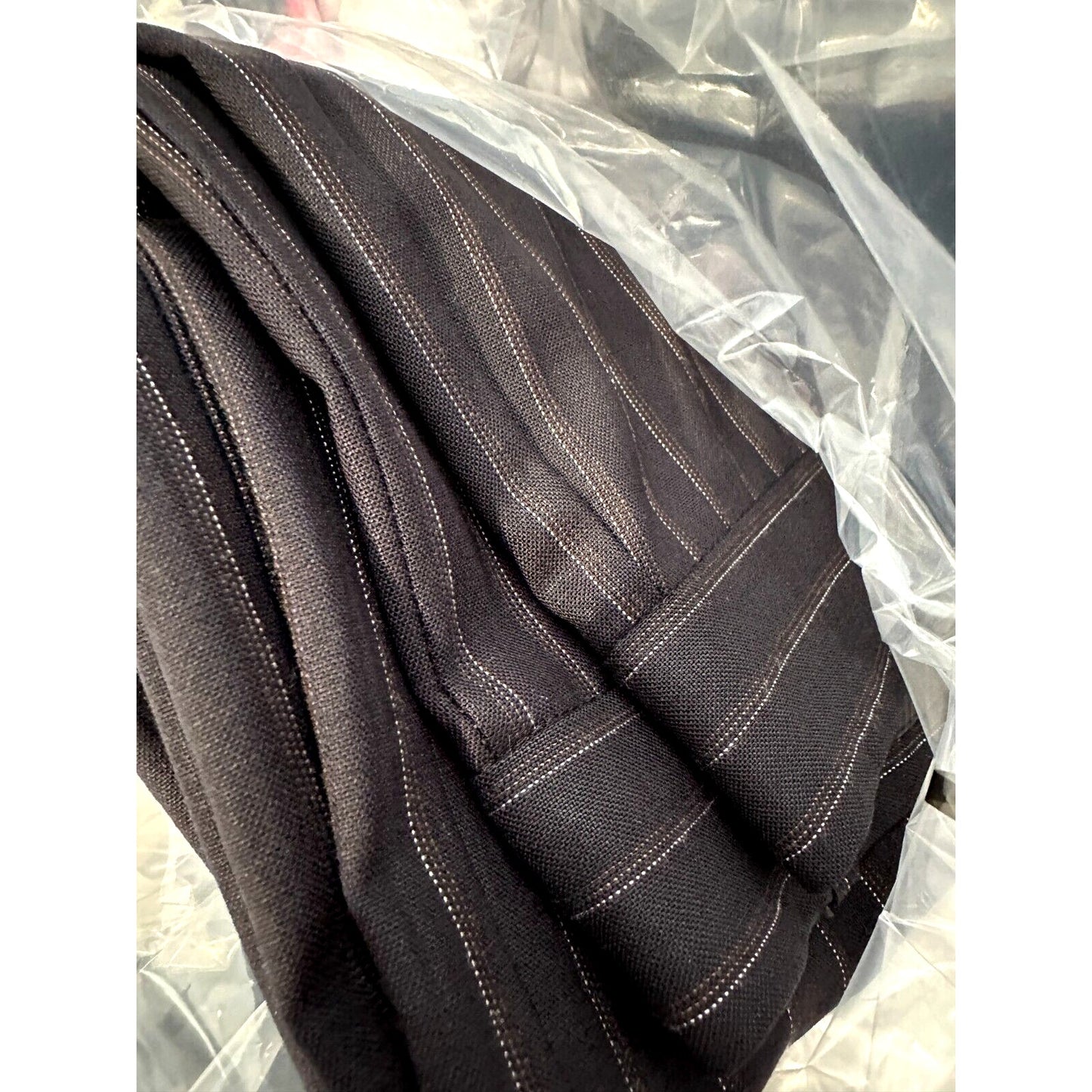 BCBGMAXAZARIA Black w/ Brown & White Pinstripe Wide Leg Zip Up Camilla Pant 2