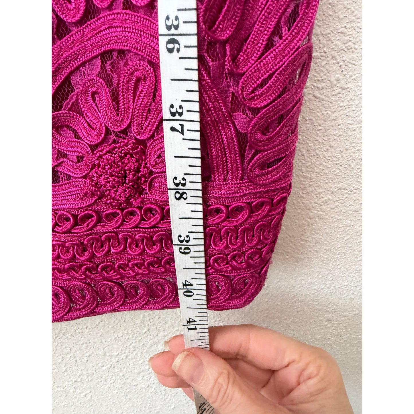 Sue Wong Fuchsia Lace Cocktail Dress Sleeveless High Neck Size 14