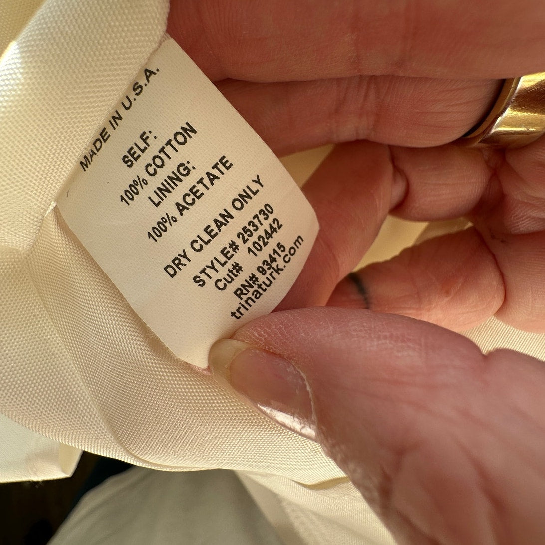 Trina Turk Cream Pleated Vneck Faux Wrap Tie Belt Dress 2