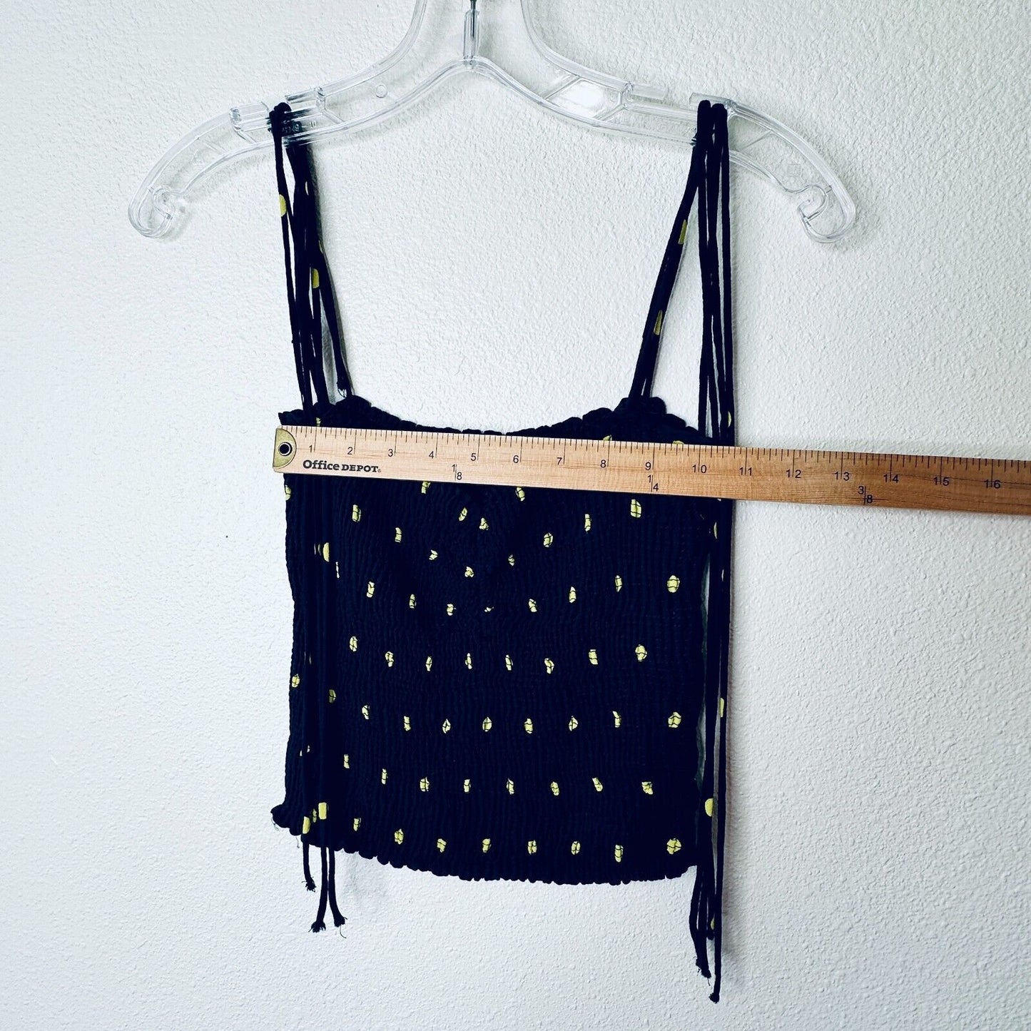 Zara Navy & Yellow Polka Dot Smocked Tube Top XS