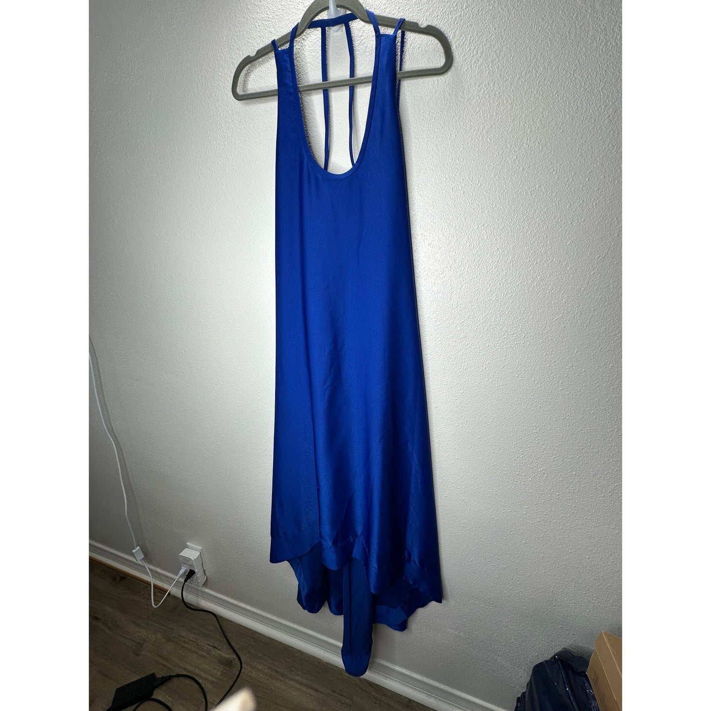 BCBGMAXAZRIA Royal Blue Gia Strappy Sleeveless High Low Midi Dress 4