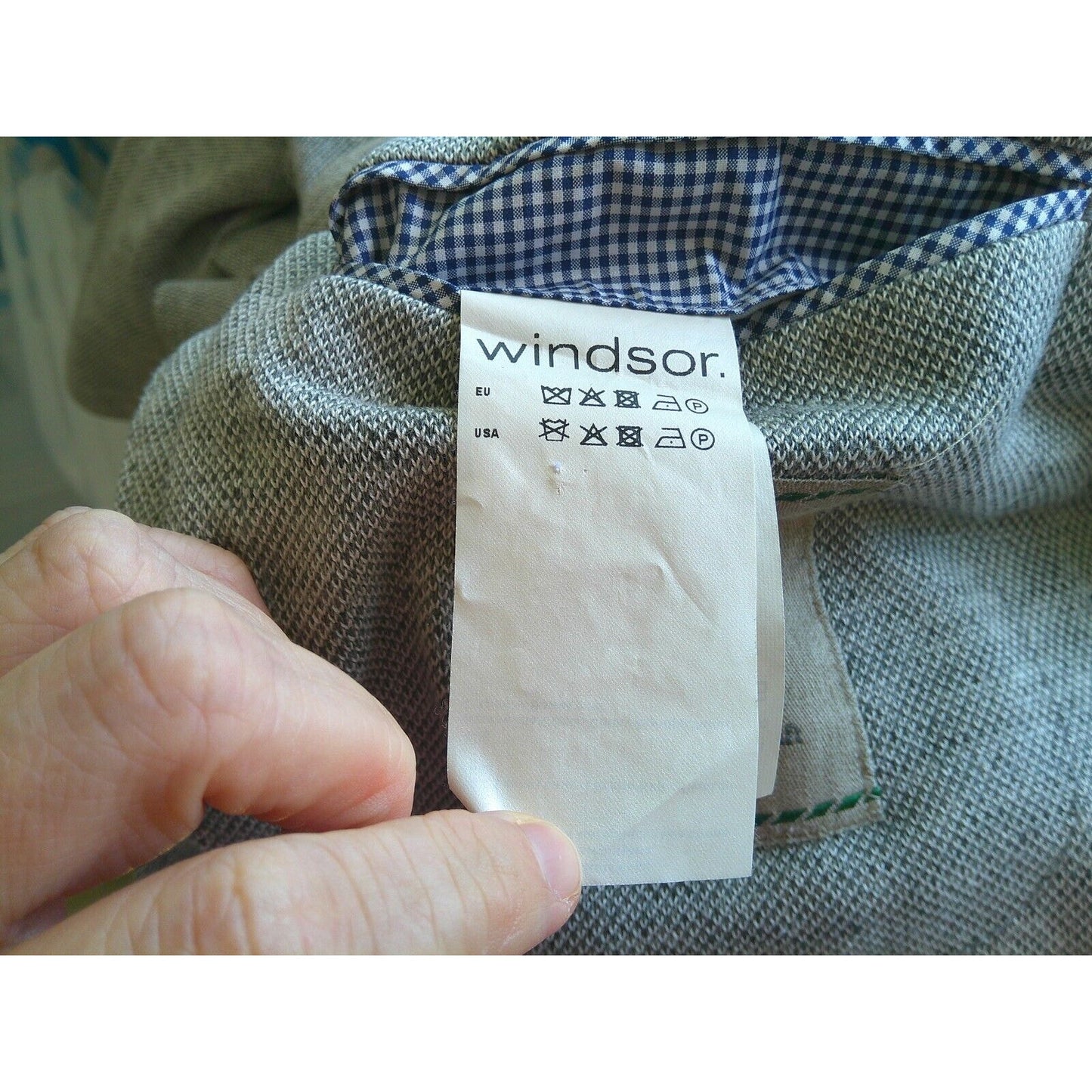 Windsor Blue Tweed with Sage Green Suede Neckline Pockets Patch Elbow Jacket 46