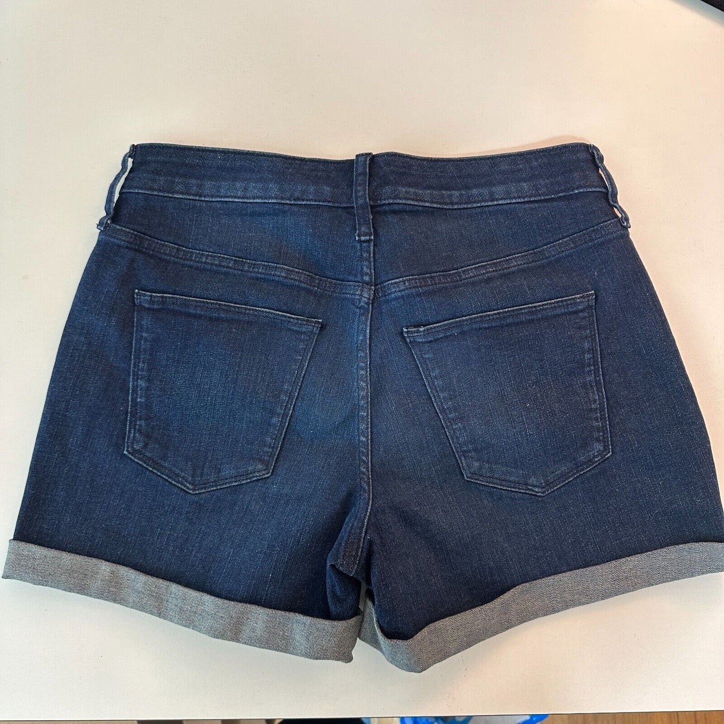 Universal Thread Hi-Rise Mini Dark Distressed Denim Cuff Jean Zip Shorts 6 / 28