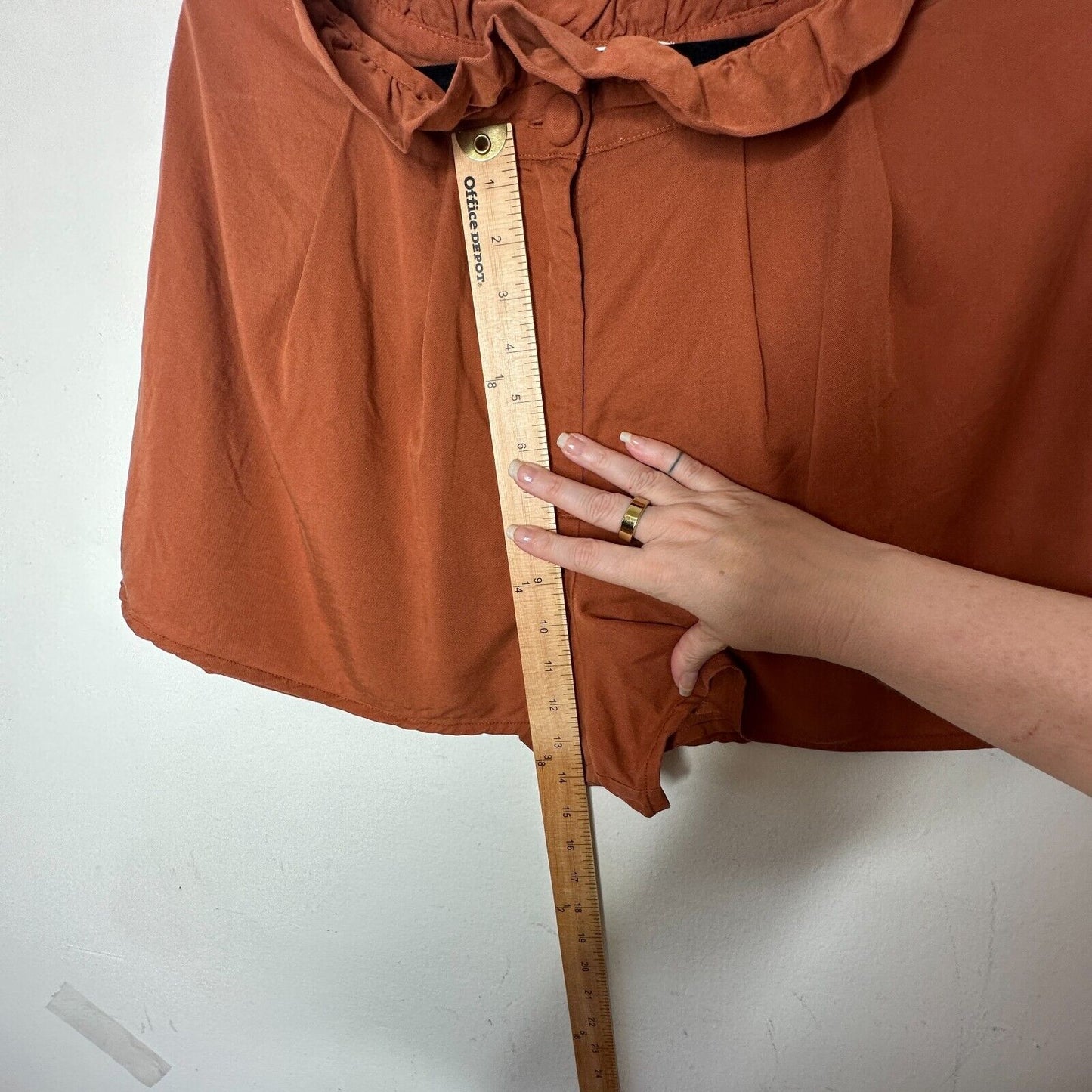 Revolve Lovers + Friends Rust Paperbag Tati High-Waist Pleated Button Shorts L