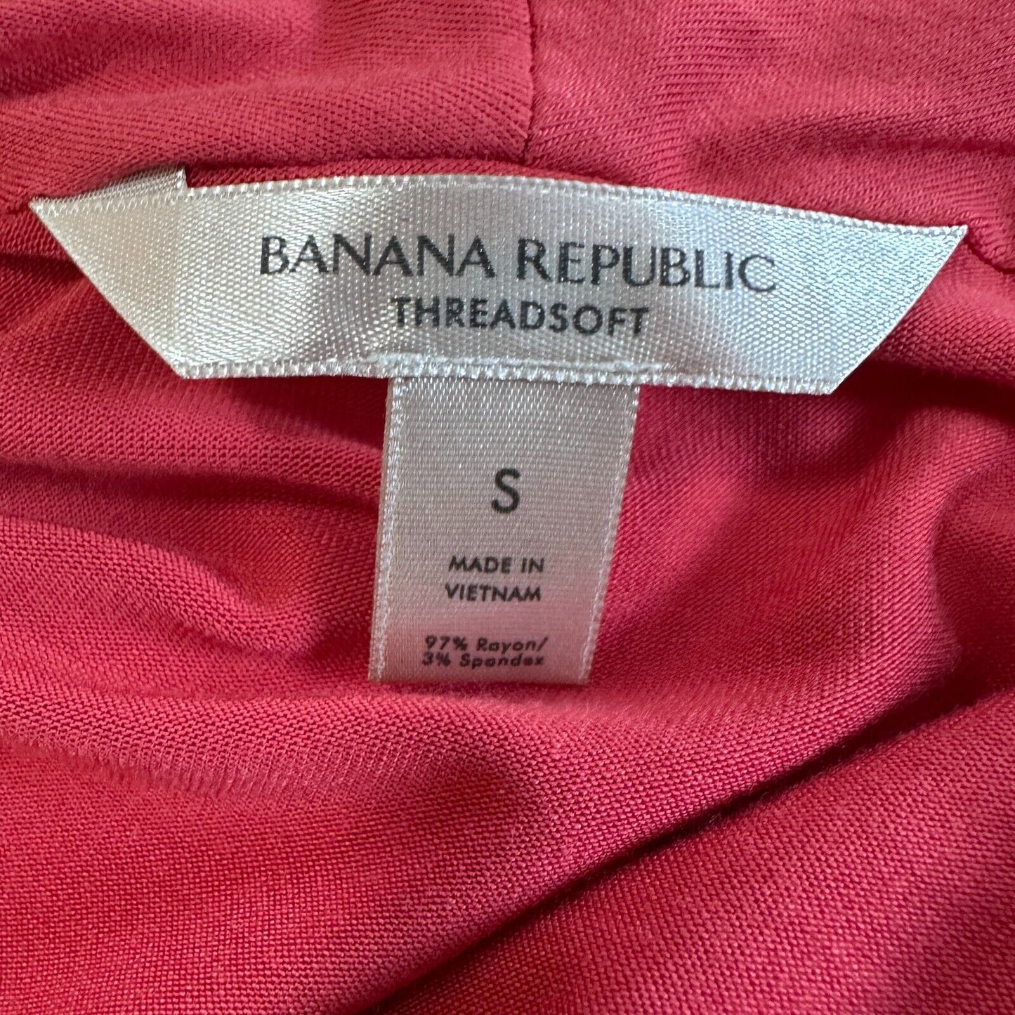 Banana Republic Dark Coral Long Sleeve Deep Draped VNeck Faux Wrap Top S