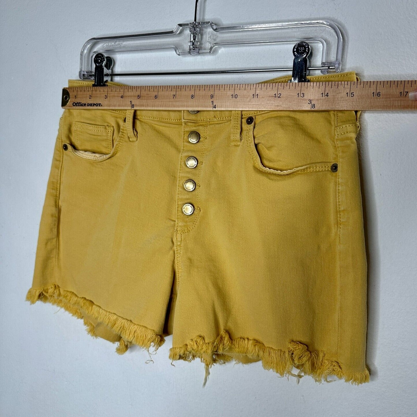 Universal Thread Mustard Yellow Button Fly Cut Off Raw Hem Jean Shorts 8 / 29