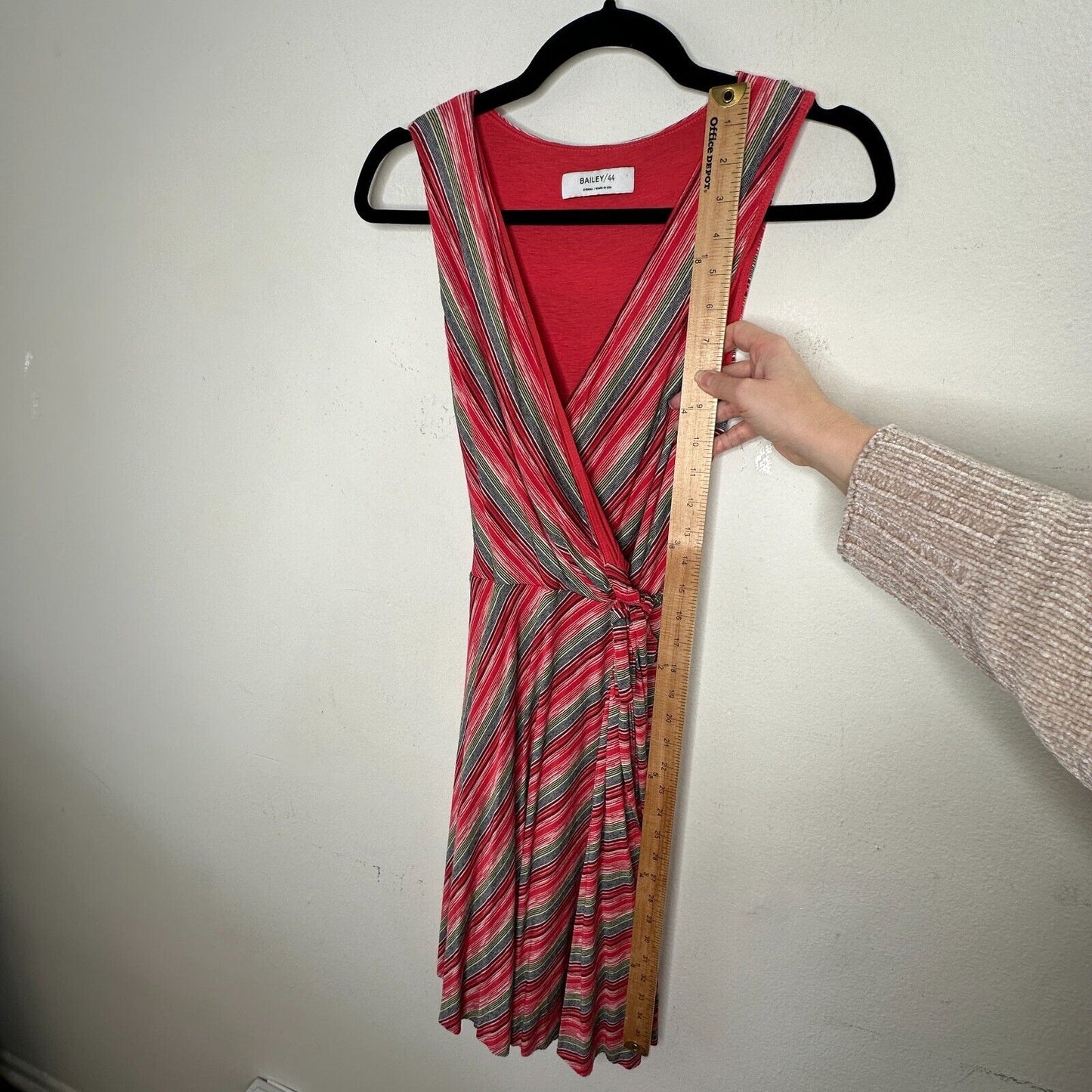 Bailey 44 Peach Blue & Green Striped Emile Sleeveless V-Neck Faux Wrap Dress XS