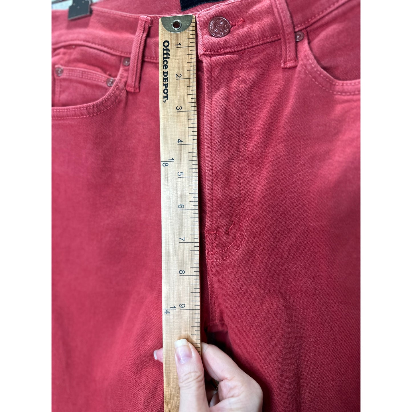 Mother Hotrod Red Insider Crop Step Fray Second Chance Jeans 26