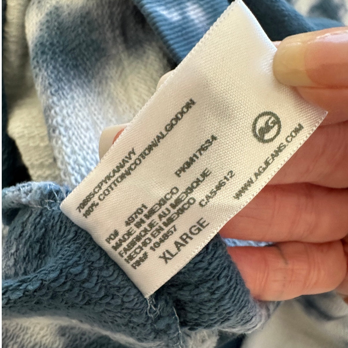 Adriano Goldschmied Dark Teal & Ivory Long Sleeve Tie Dye Sweatshirt XL