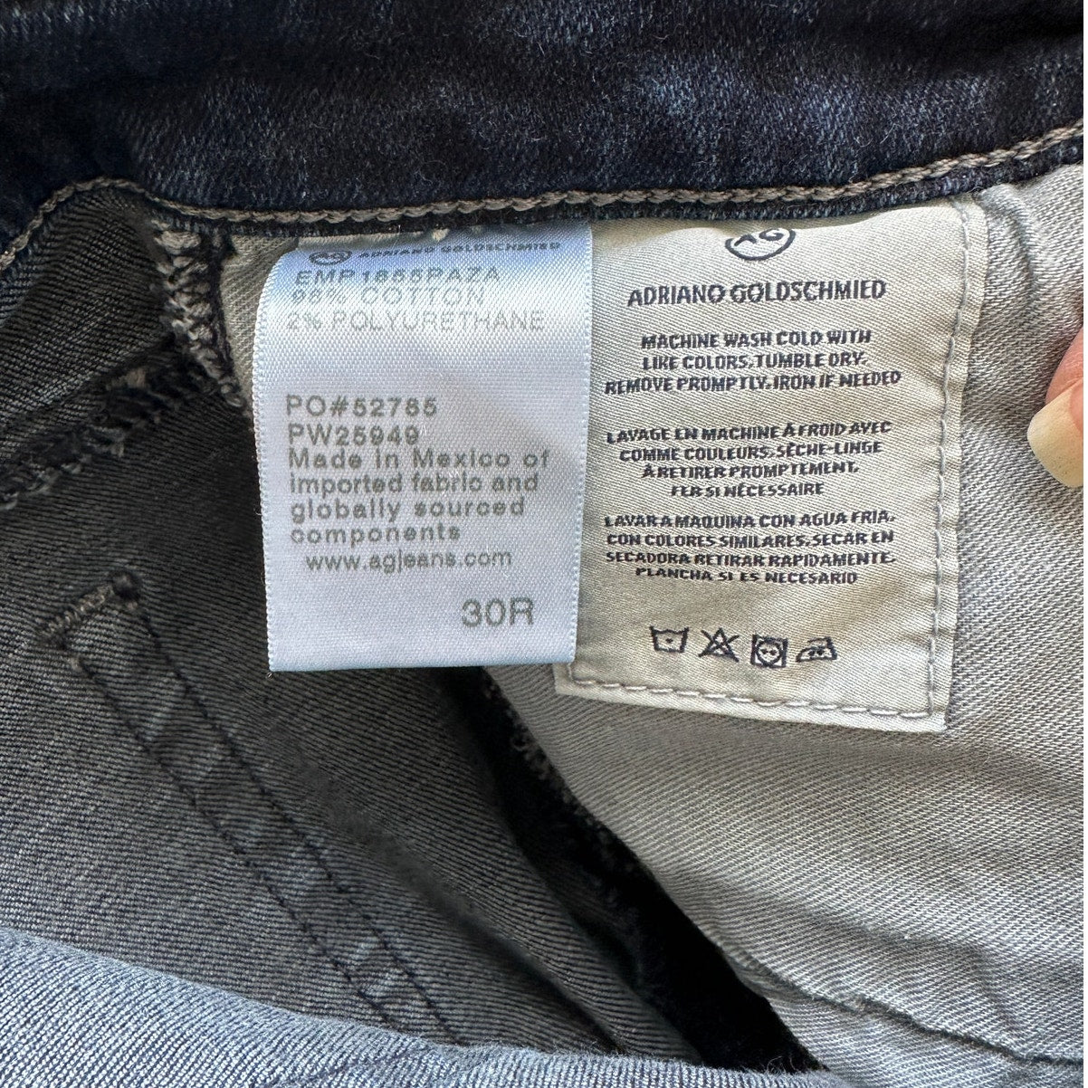 AG Dark Wash Whiskered Prima Ankle Cigarette Ankle Jeans 30