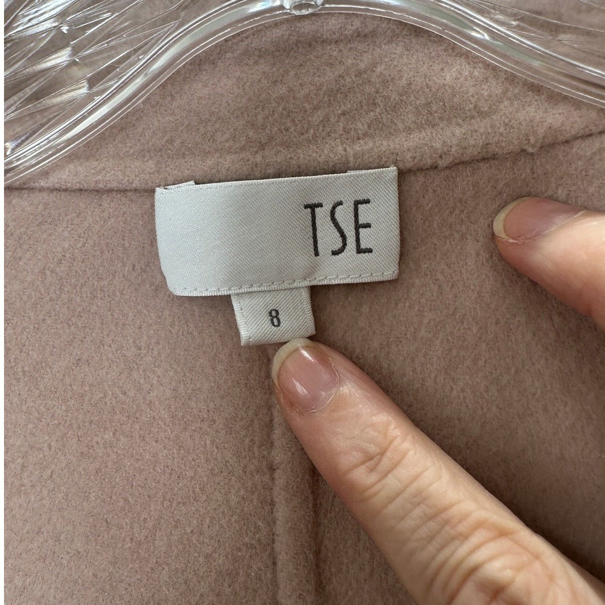 TSE 100% Cashmere Pale Pink Button Front Notch Collar Pockets 8