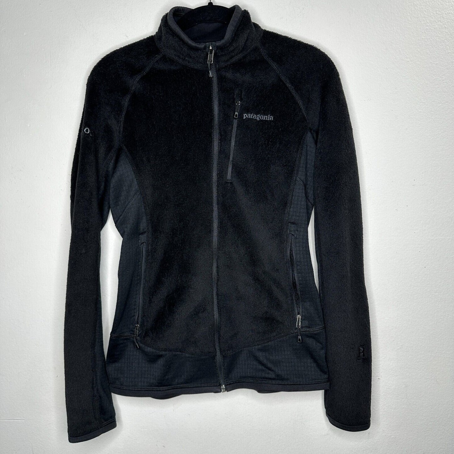 Patagonia Black Fuzzy Long Sleeve Front Full Zip Light Weight Fitted Jacket S