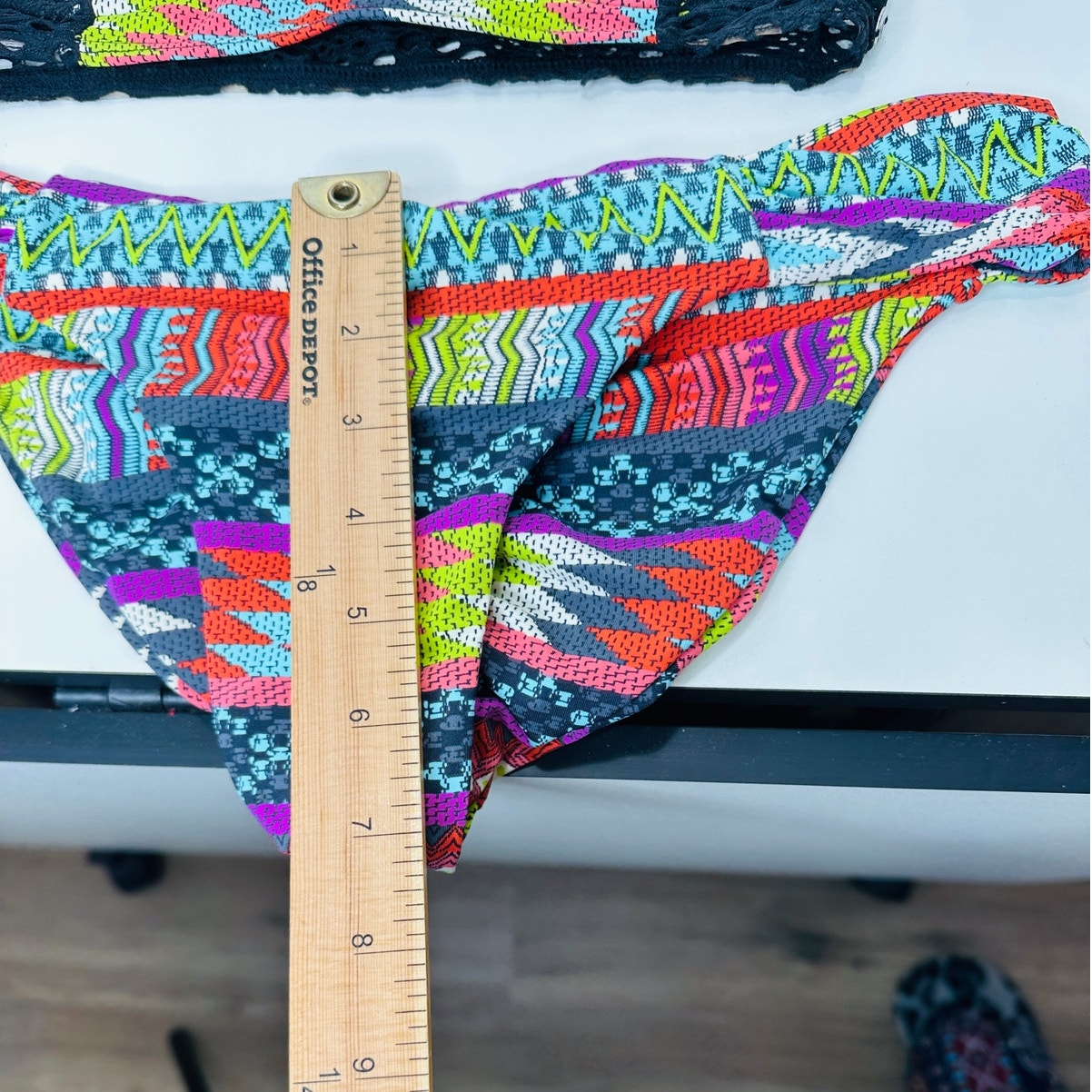 Billabong Black Blue Purple Green Multi Abstract Print Bikini M