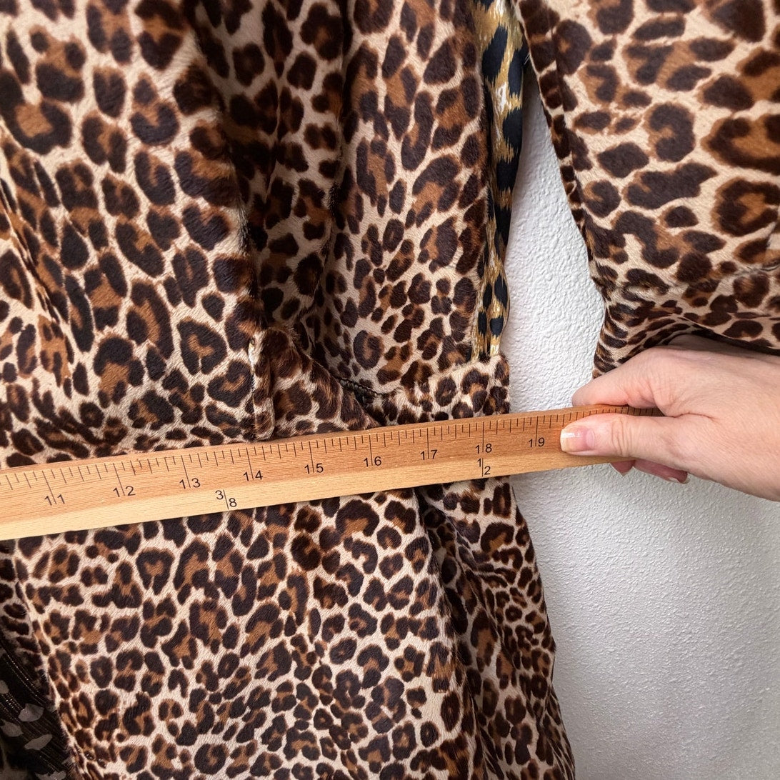 Alexx Brown Leopard Calf Hair Maxi Coat Women's US L/XL