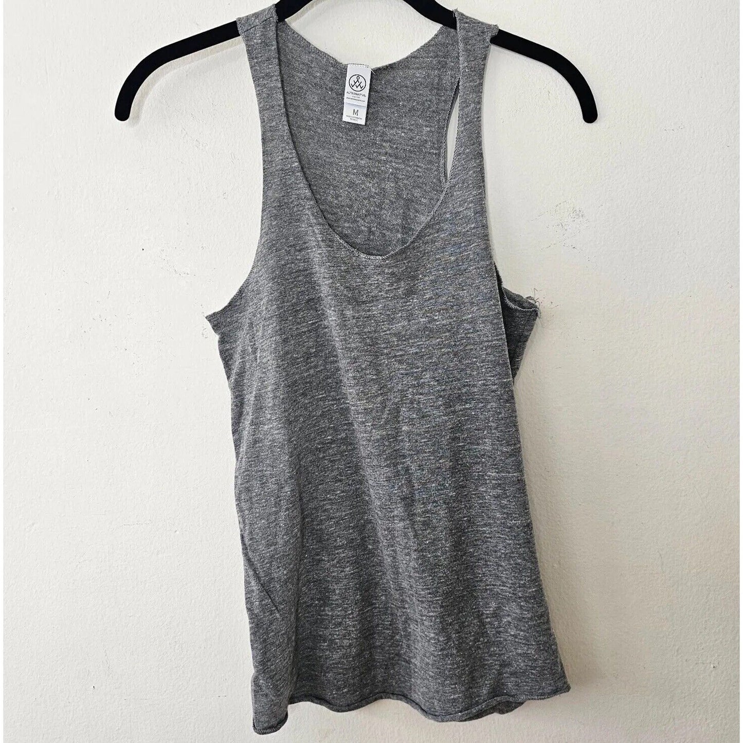 Alternative Earth Heather Gray Natural Pilates Racer Back Scoop Tank Top Med