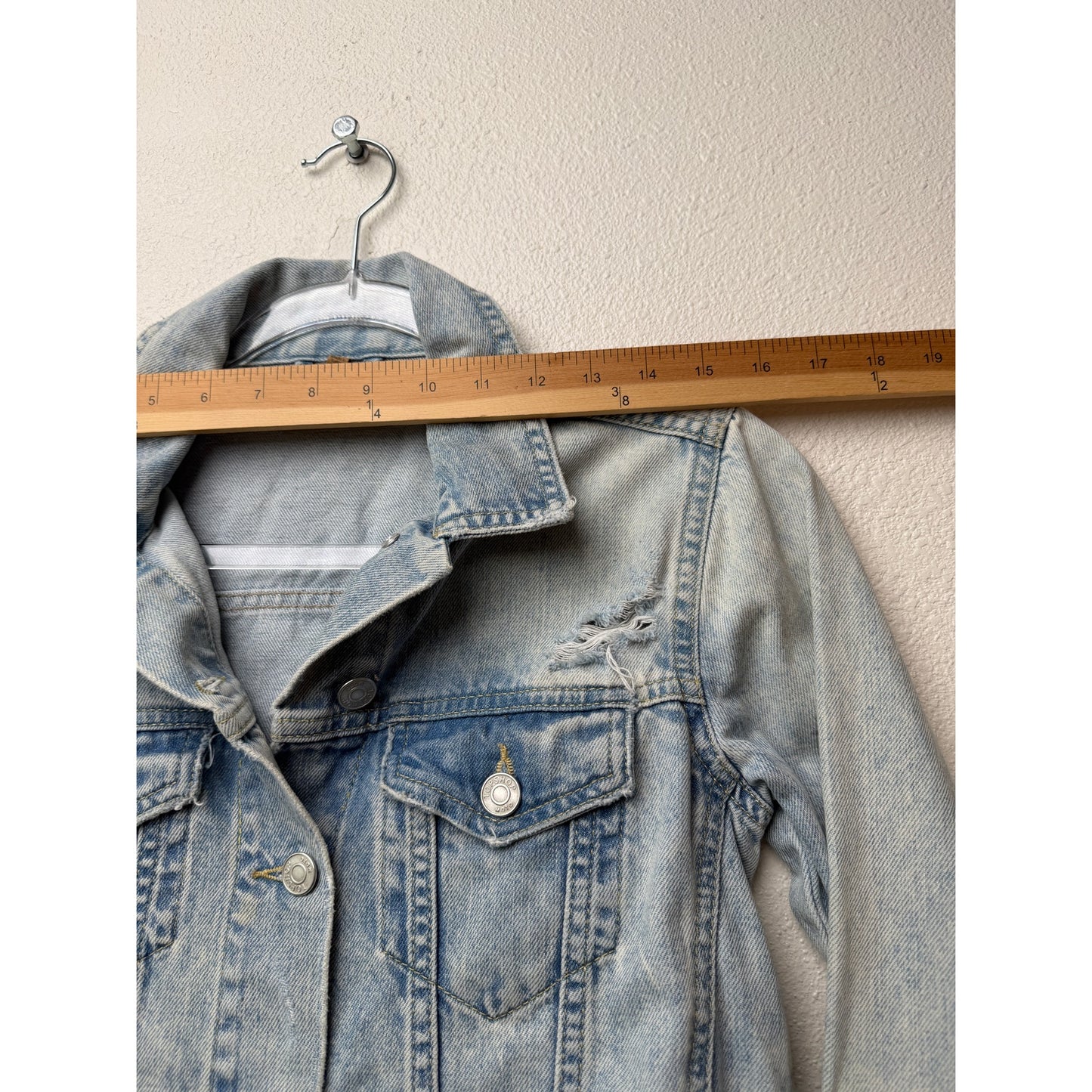 Topshop Moto Light Wash Distressed Denim Jacket Women's 2