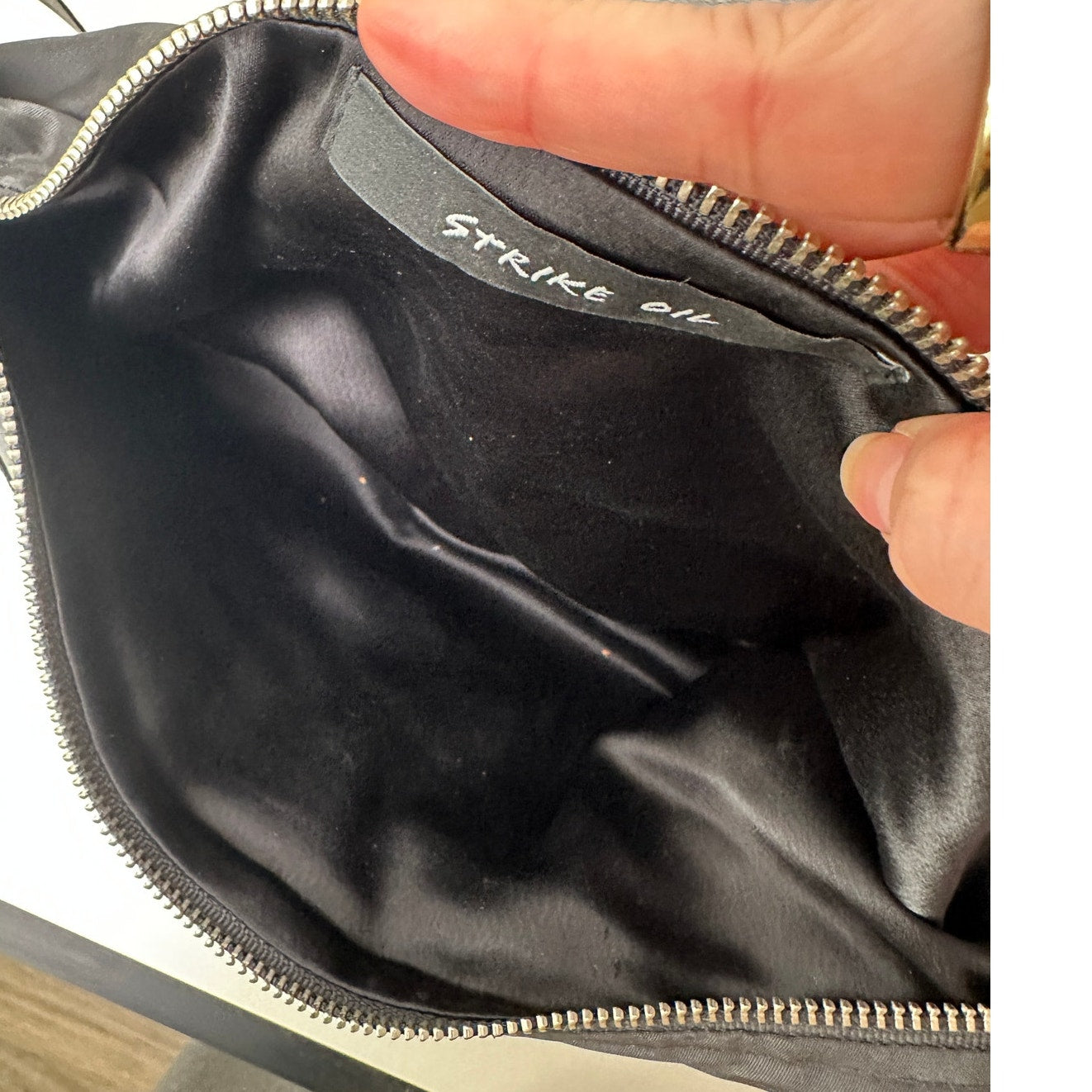 Strike Oil Shiny Canvas Belted Felt Fanny Pack
