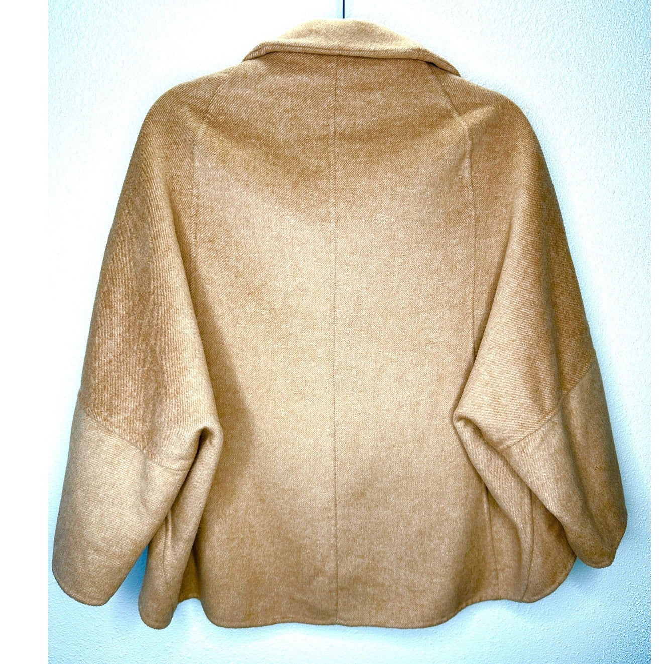Zara Tan Fuzzy 3/4 Sleeve High Low Front Button Jacket Small