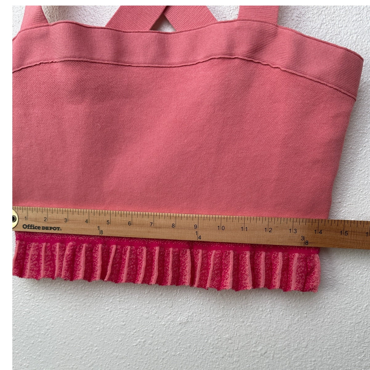 Derek Lam 10 Crosby Pink Ruffle Hem Sweater-Knit Crop Top Women’s L