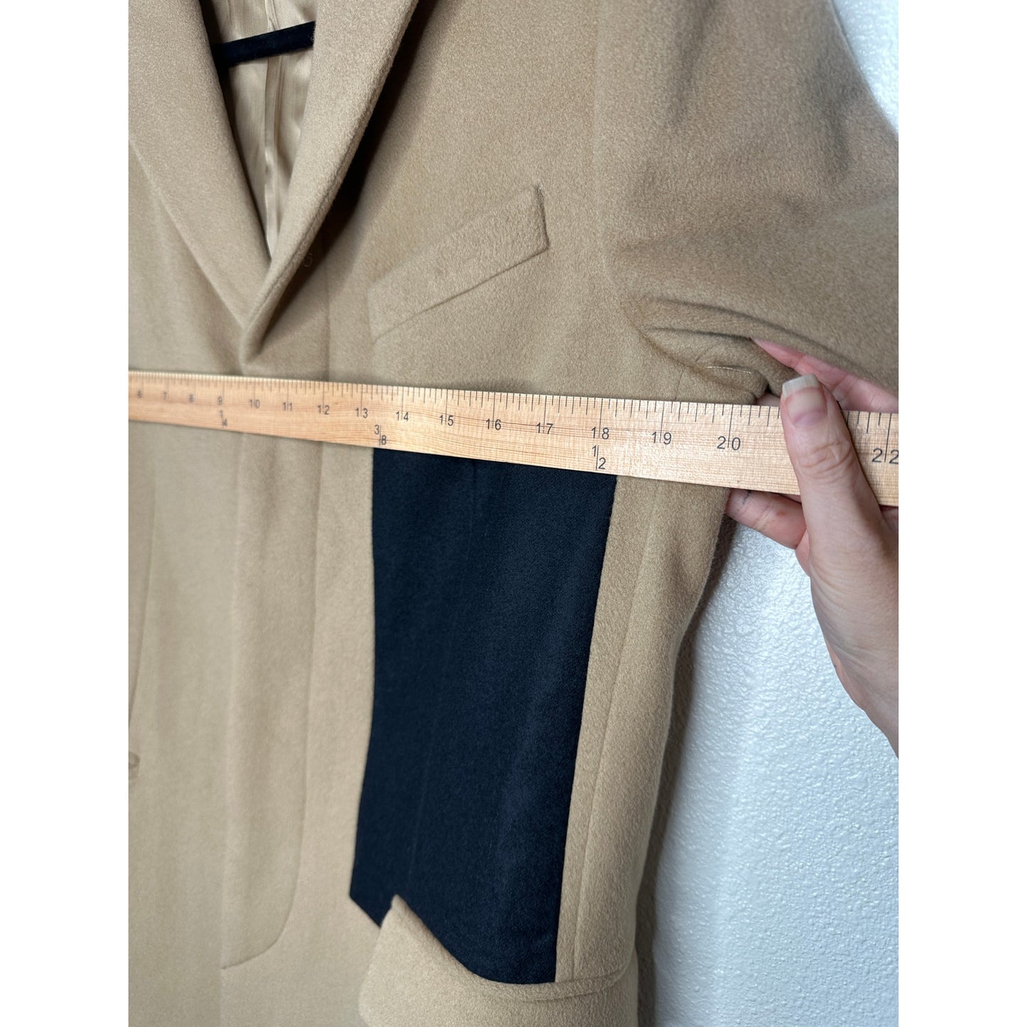 Givenchy Camel Tan Wool & Cashmere Blend Color Block Overcoat 48 / XXL