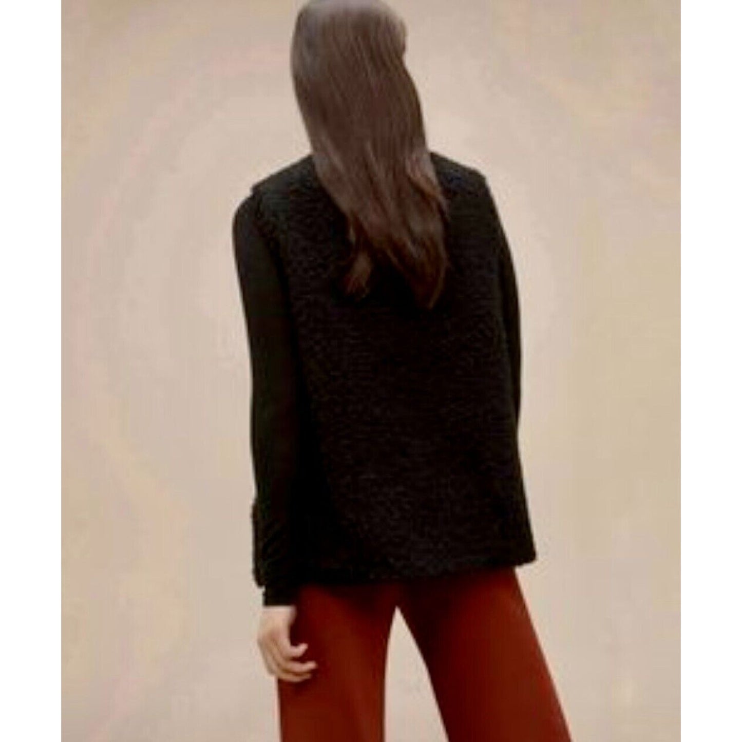 Aritzia Wilfred Chatou Fuzzy Faux Fur Fleece Sherpa Black Front Zip Vest Small