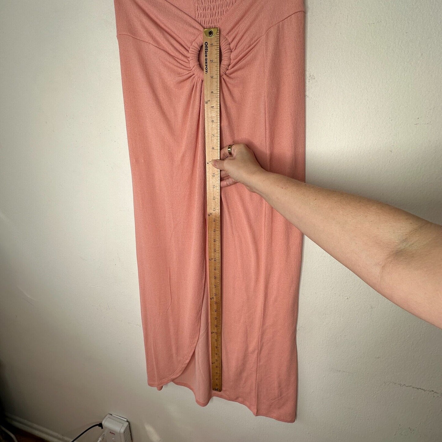NWT Topshop Peachy Gather Maxi Skirt Bamboo O-Ring Slit Front Smocked Back 4 / 6