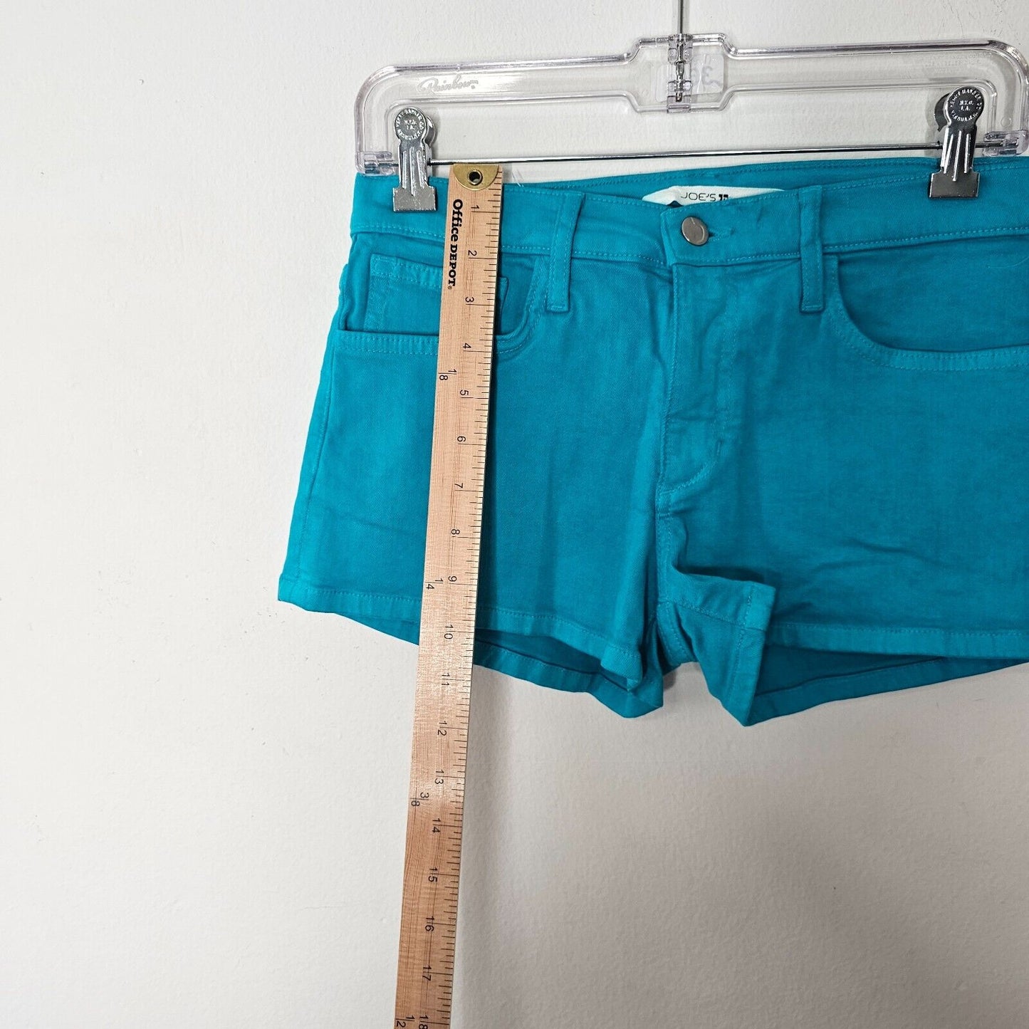 Joe’s Teal Denim 5-Pocket Jean Stretch Short Shorts 29 Cotton Polyester Lycra 29