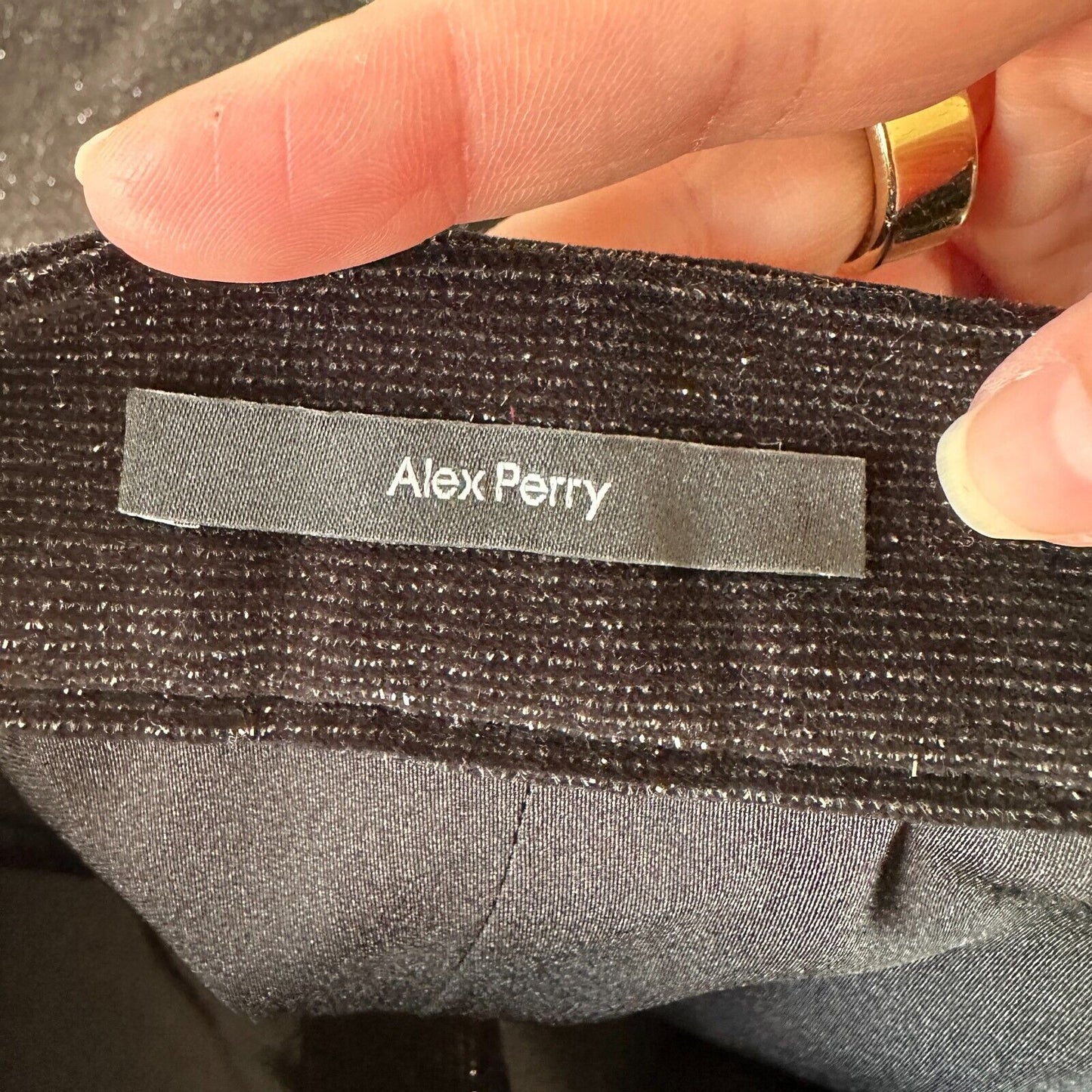 Alex Perry SET Black Silver Shimmer Long Sleeve Shirt & Mini Skirt 6