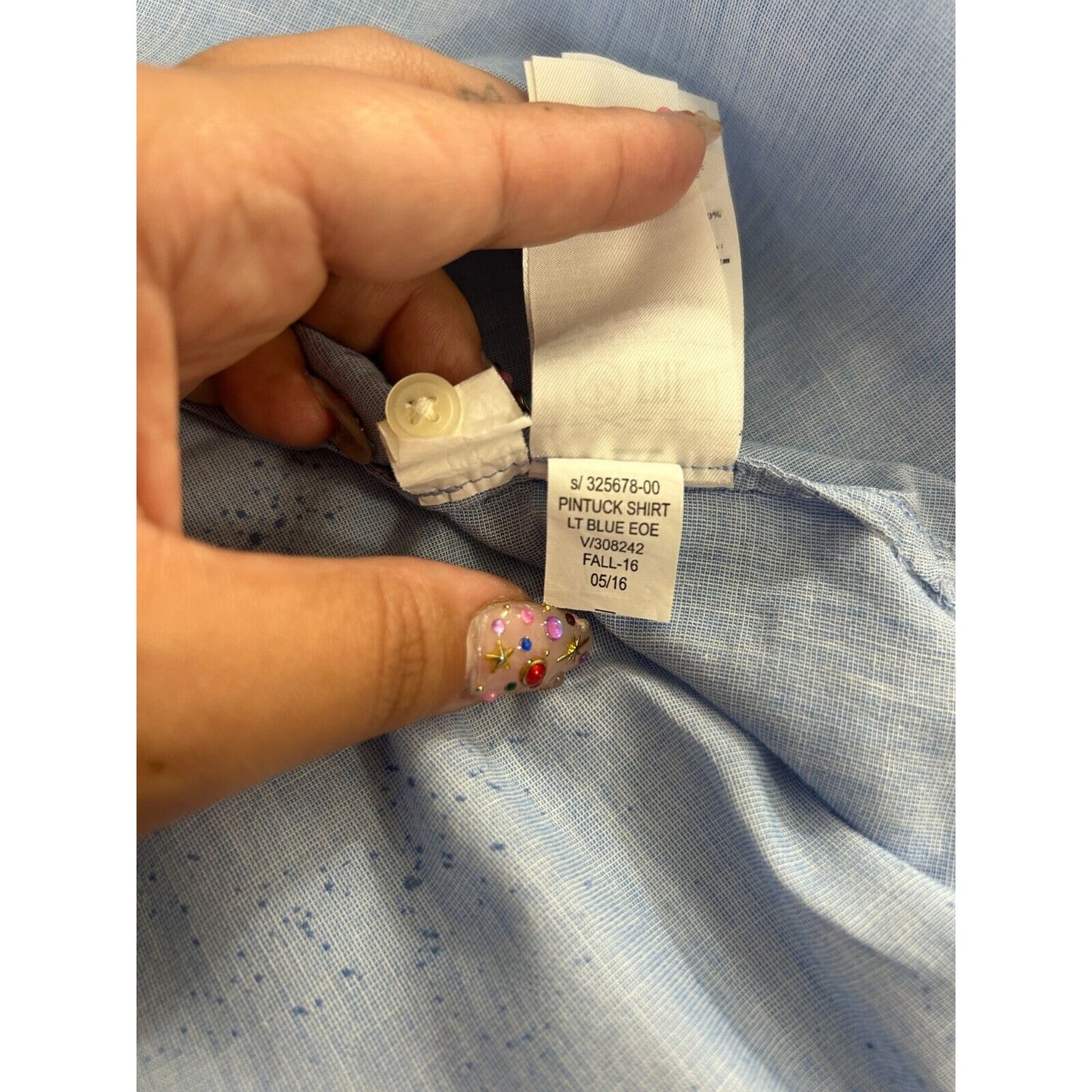 Unique Gap Blue Pintuck Popover Banded Neck I Love You Spray Paint Design Top M